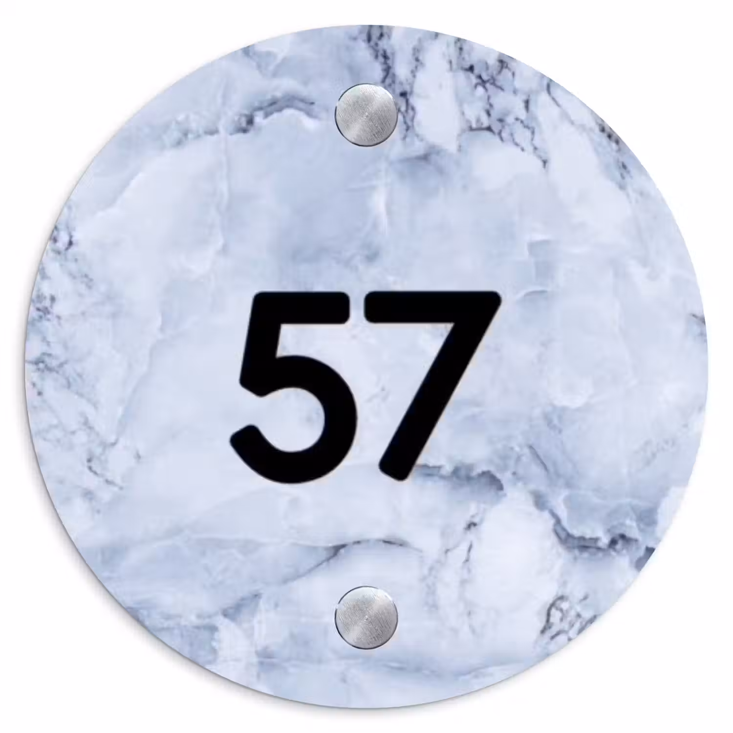 Blauw marmer - Traditioneel Naambord Rond klein -3d