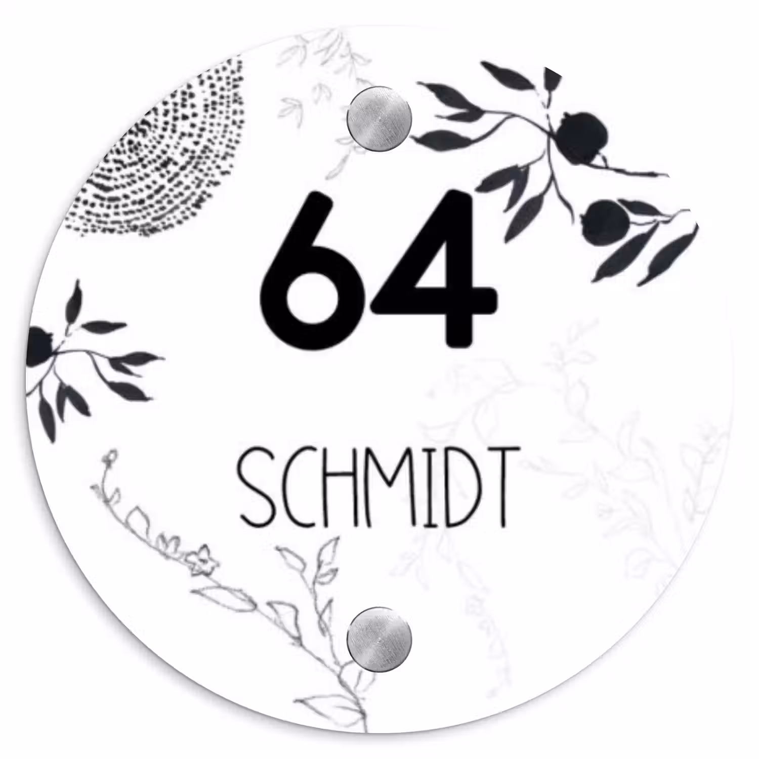 Botanisch - Modern Naambord Rond klein -3d