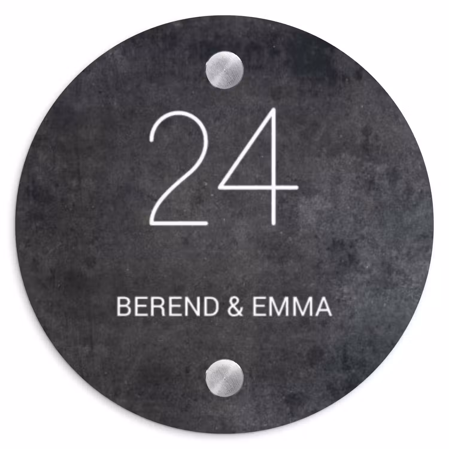 Donker steen - Klassiek Naambord Rond klein -3d