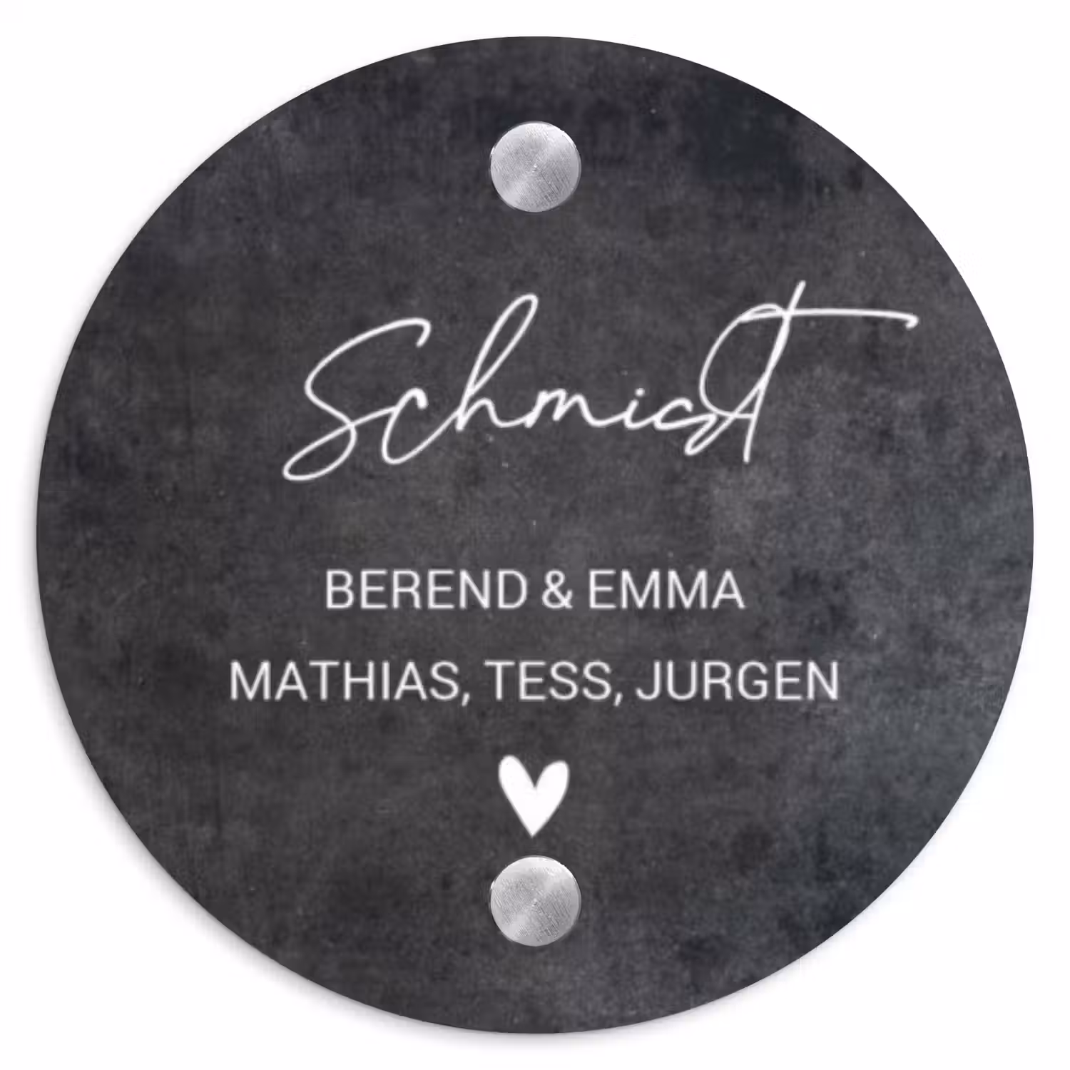 Donker steen - Sierlijk Naambord Rond klein -3d