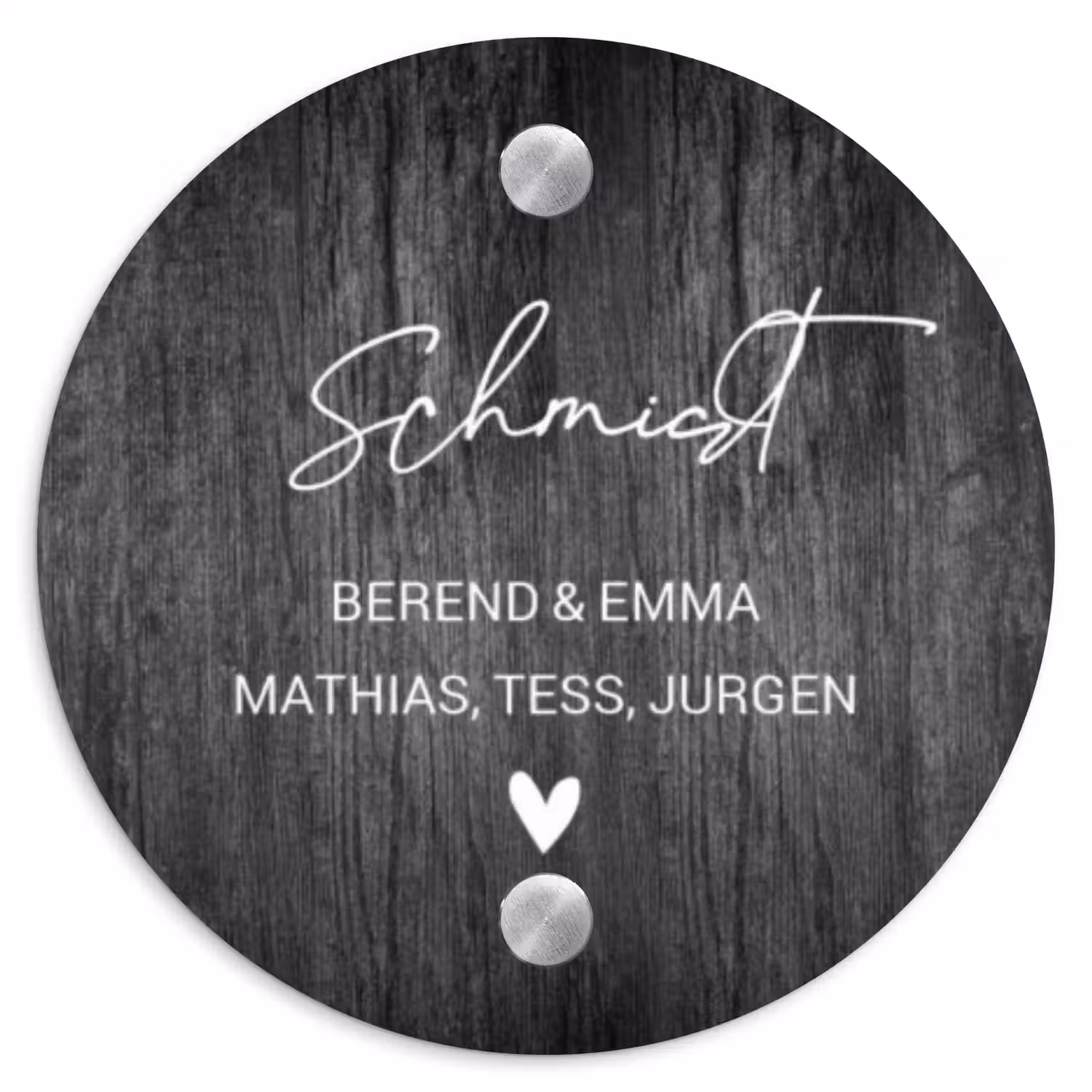 Donker hout - Sierlijk Naambord Rond klein -3d