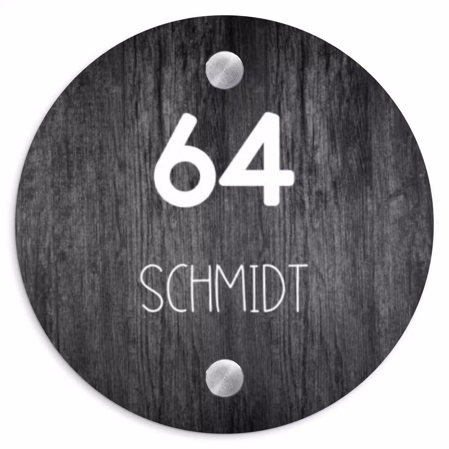 Donker hout - Modern Naambord Rond klein -3d