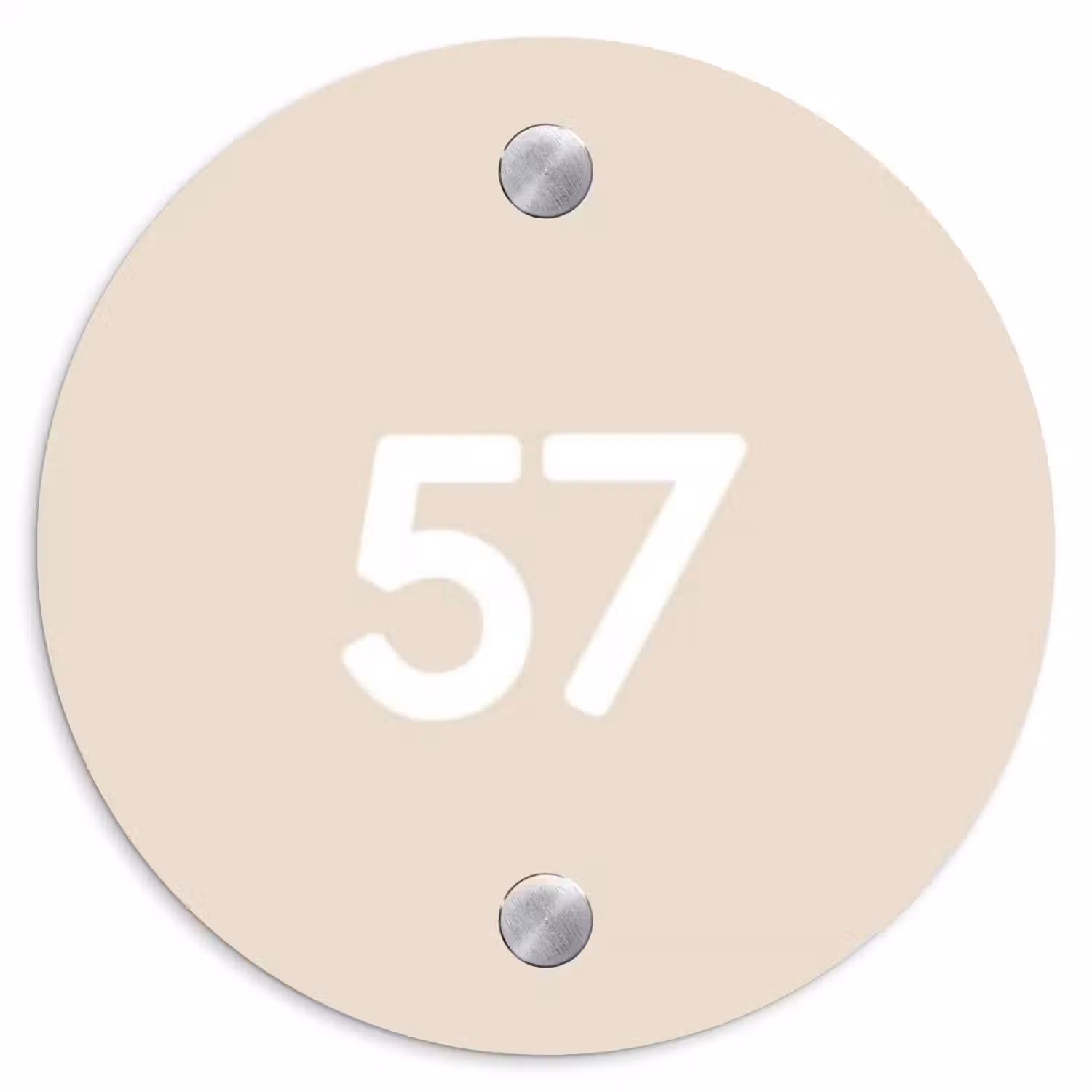 Effen - Beige - Traditioneel Naambord Rond klein -3d