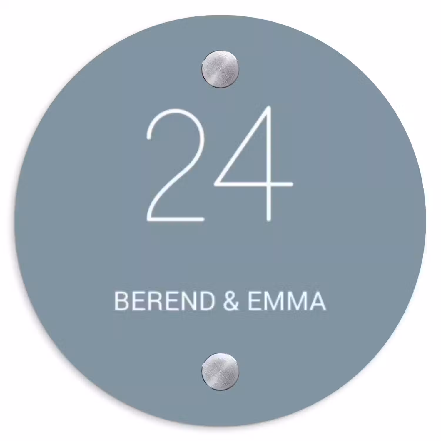 Effen blauwgrijs - Klassiek Naambord Rond klein -3d