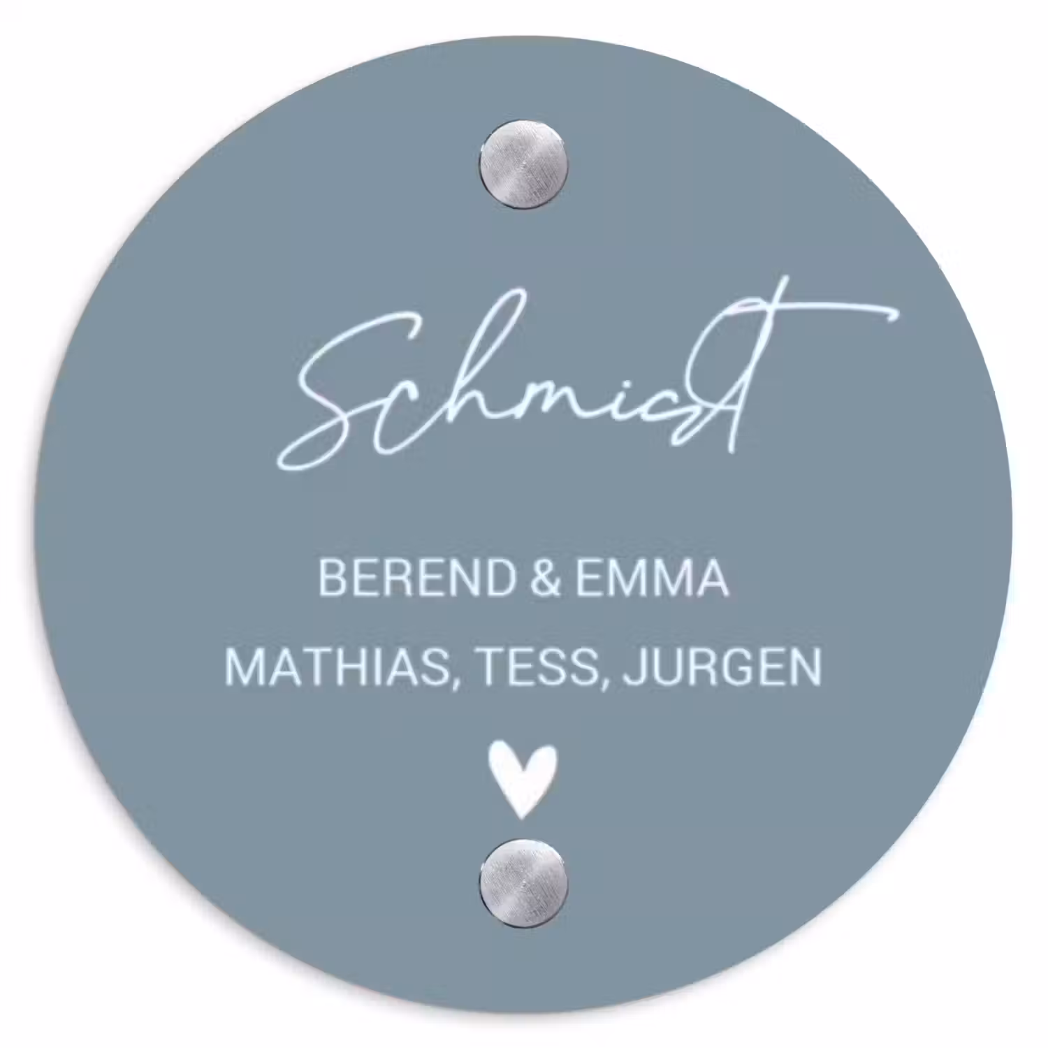 Effen blauwgrijs - Sierlijk Naambord Rond klein -3d