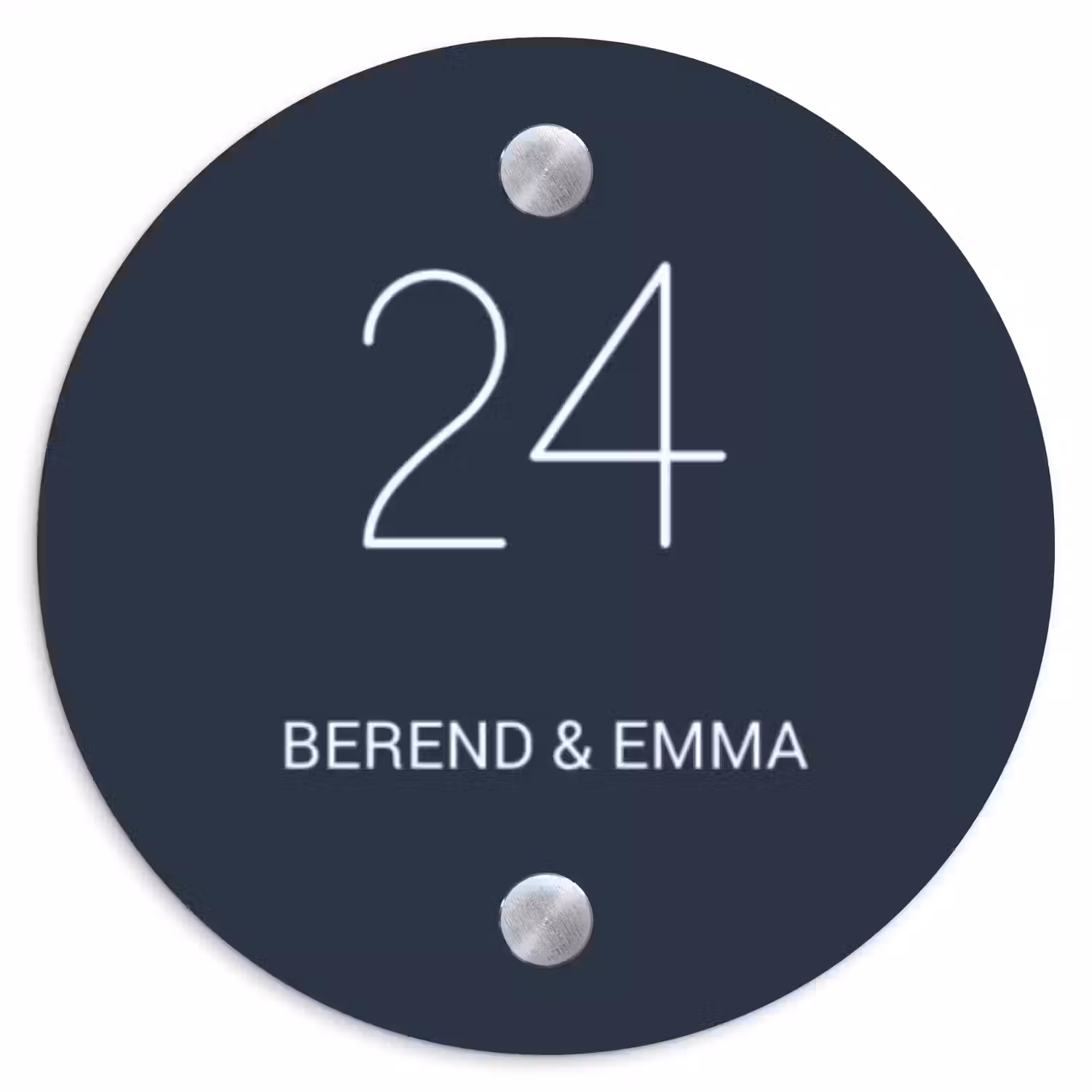 Effen blauw - Klassiek Naambord Rond klein -3d