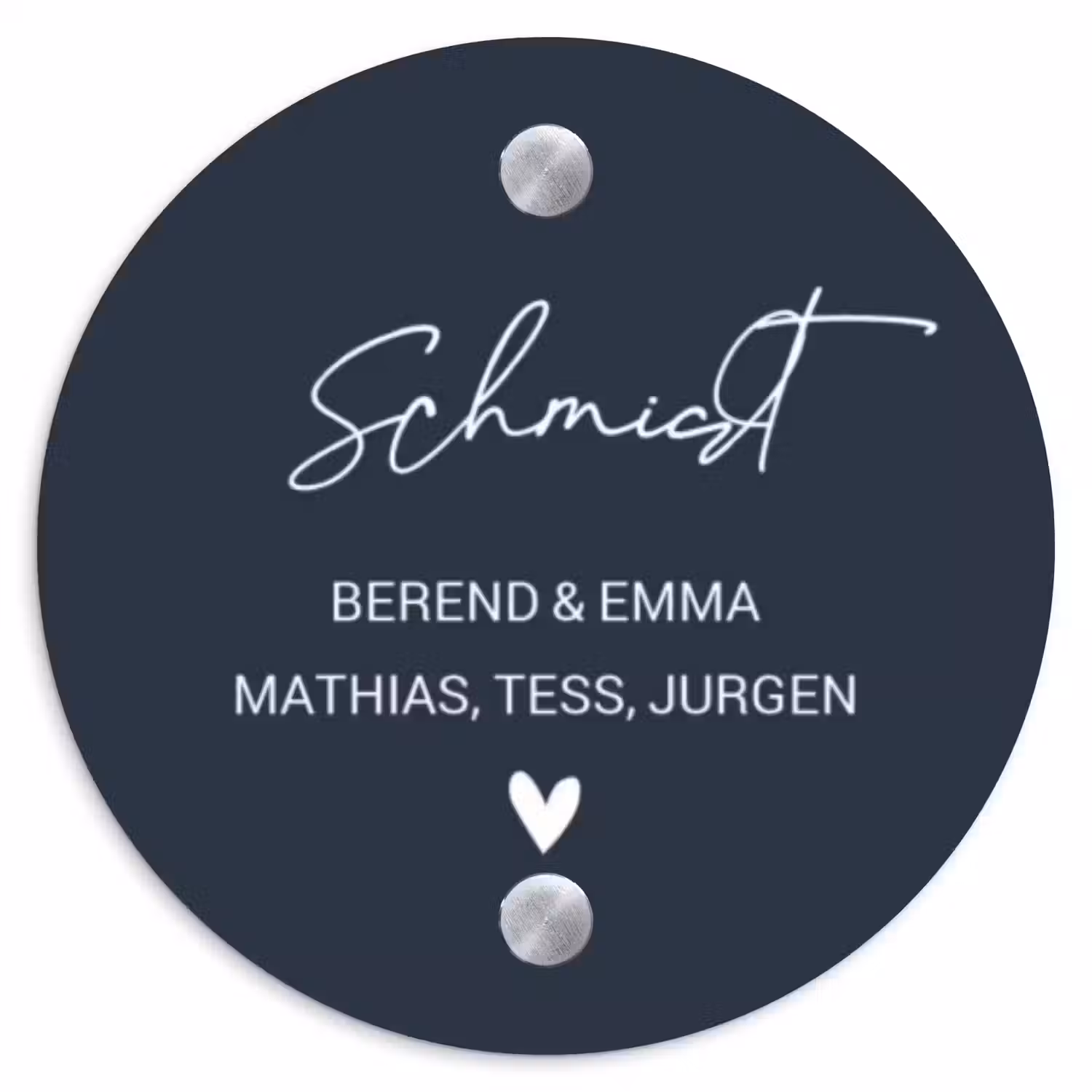 Effen blauw - Sierlijk Naambord Rond klein -3d