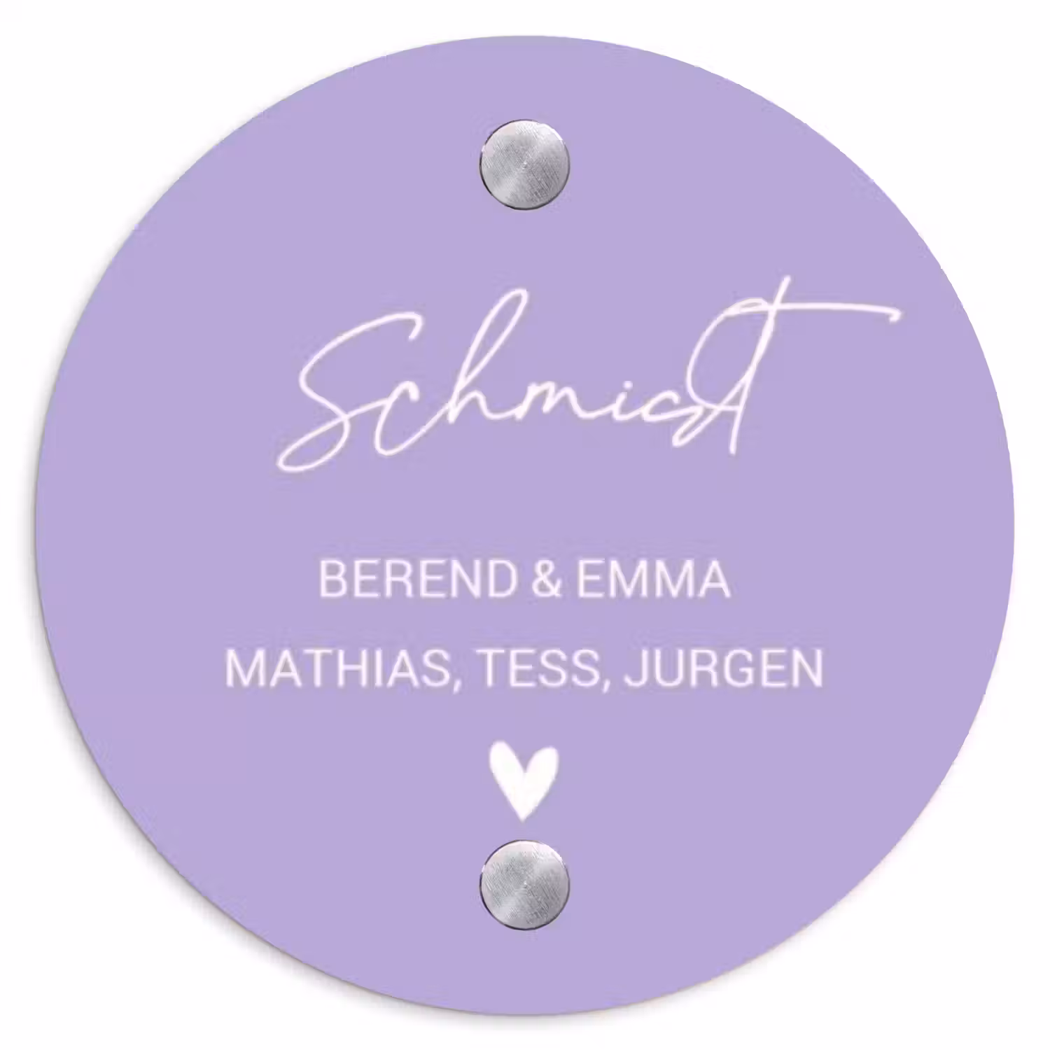 Effen - Lila - Sierlijk Naambord Rond klein -3d