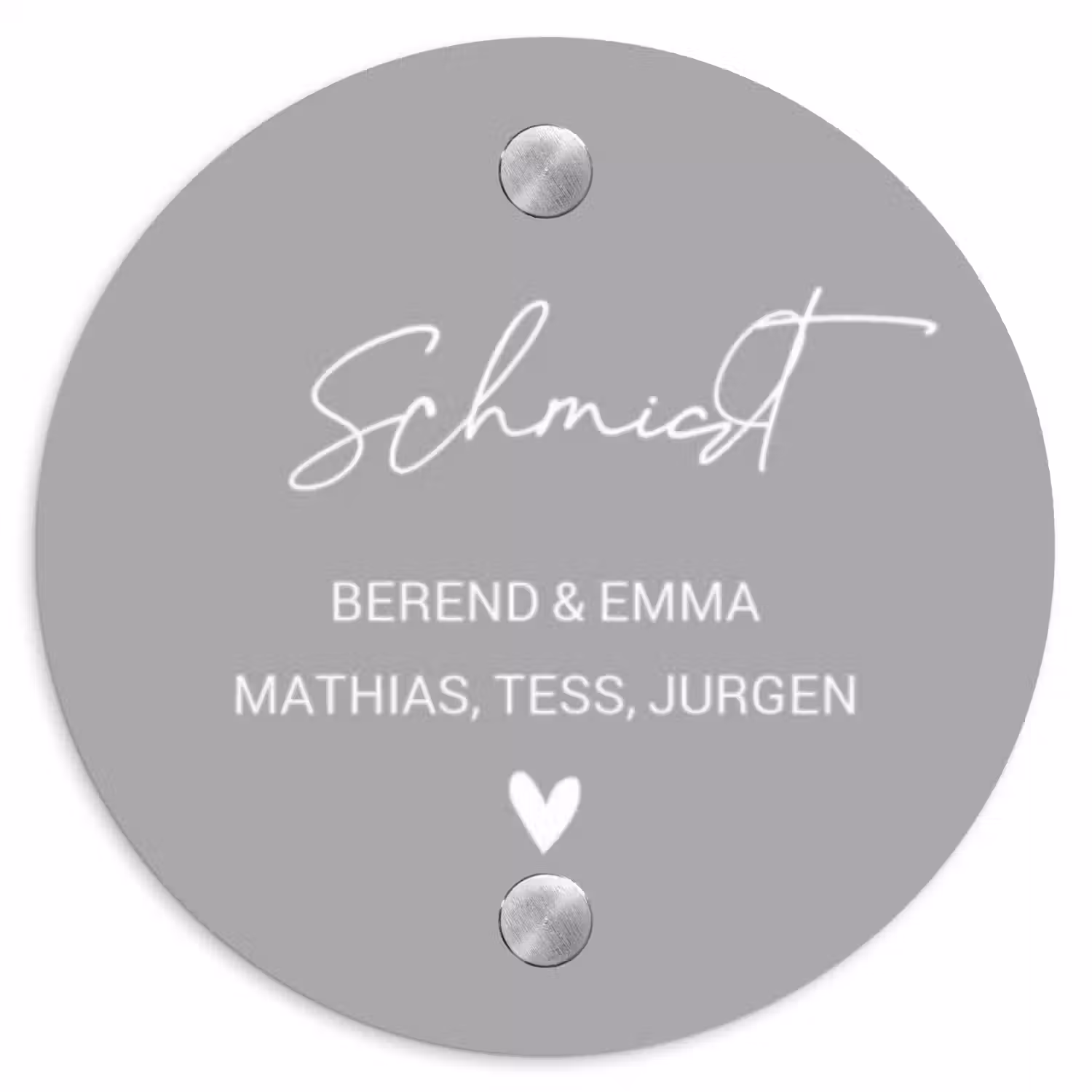 Effen lichtgrijs - Sierlijk Naambord Rond klein -3d