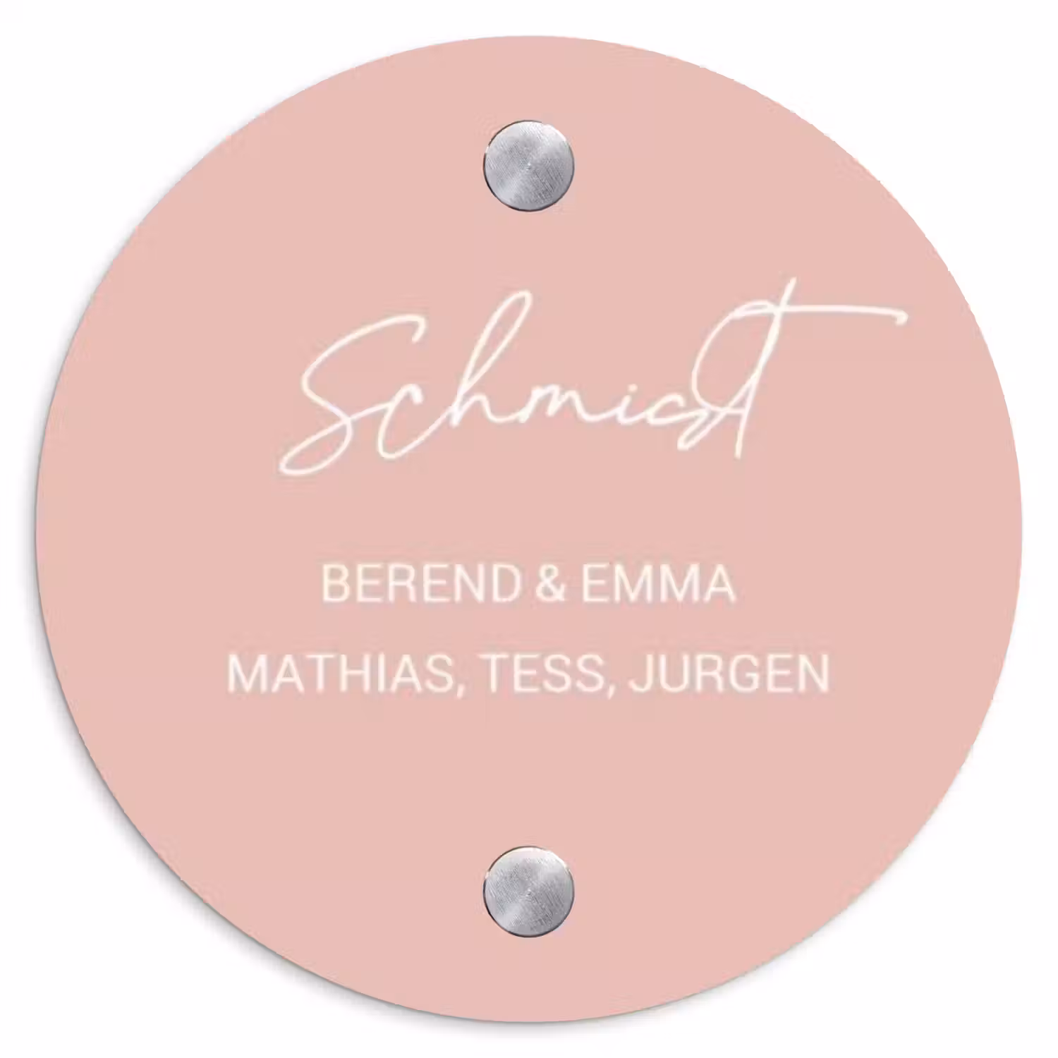 Effen roze - Sierlijk Naambord Rond klein -3d