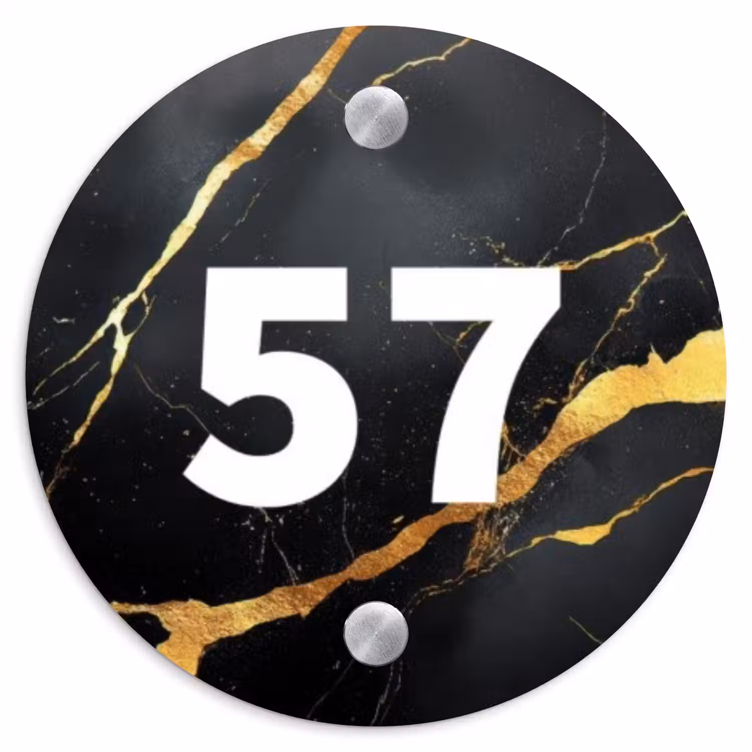 Goud zwart marmer - Modern Naambord Rond klein -3d