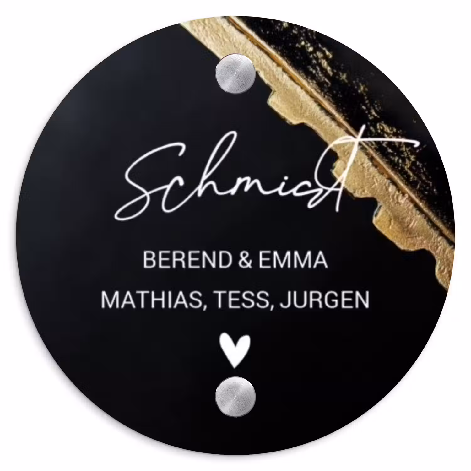 Gouden hoek - Sierlijk Naambord Rond klein -3d