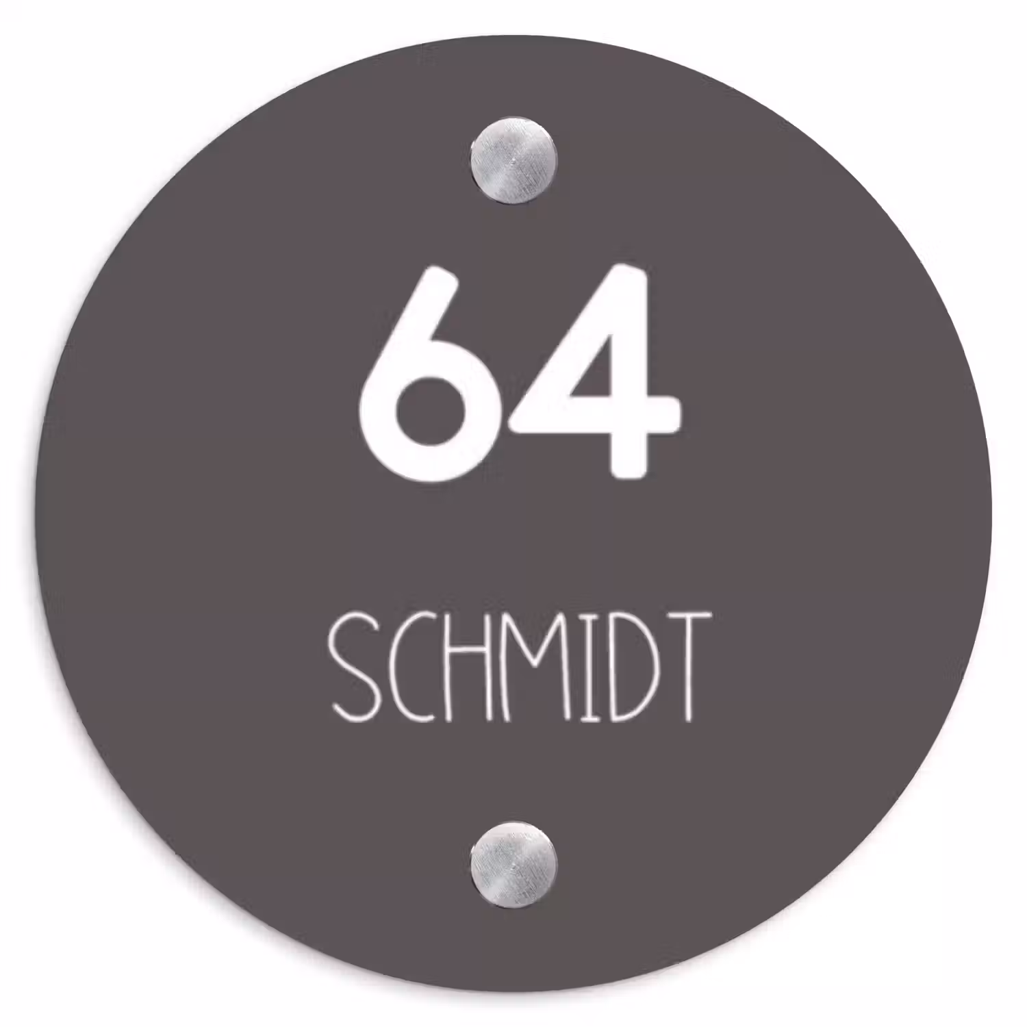 Grijs - Modern Naambord Rond klein -3d