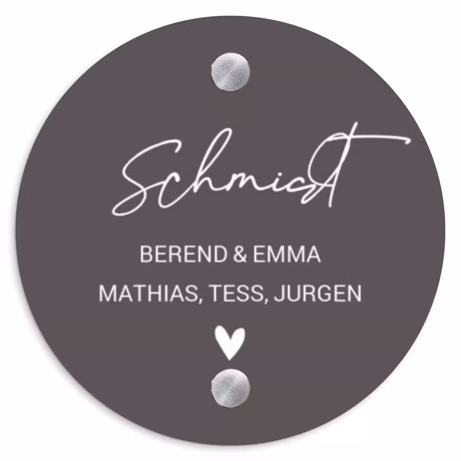 Grijs - Sierlijk Naambord Rond klein -3d