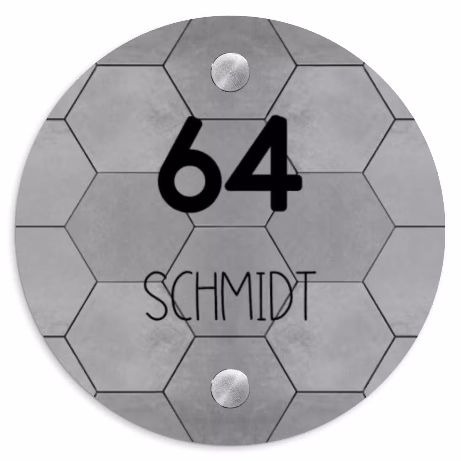 Grijze tegels - Modern Naambord Rond klein -3d