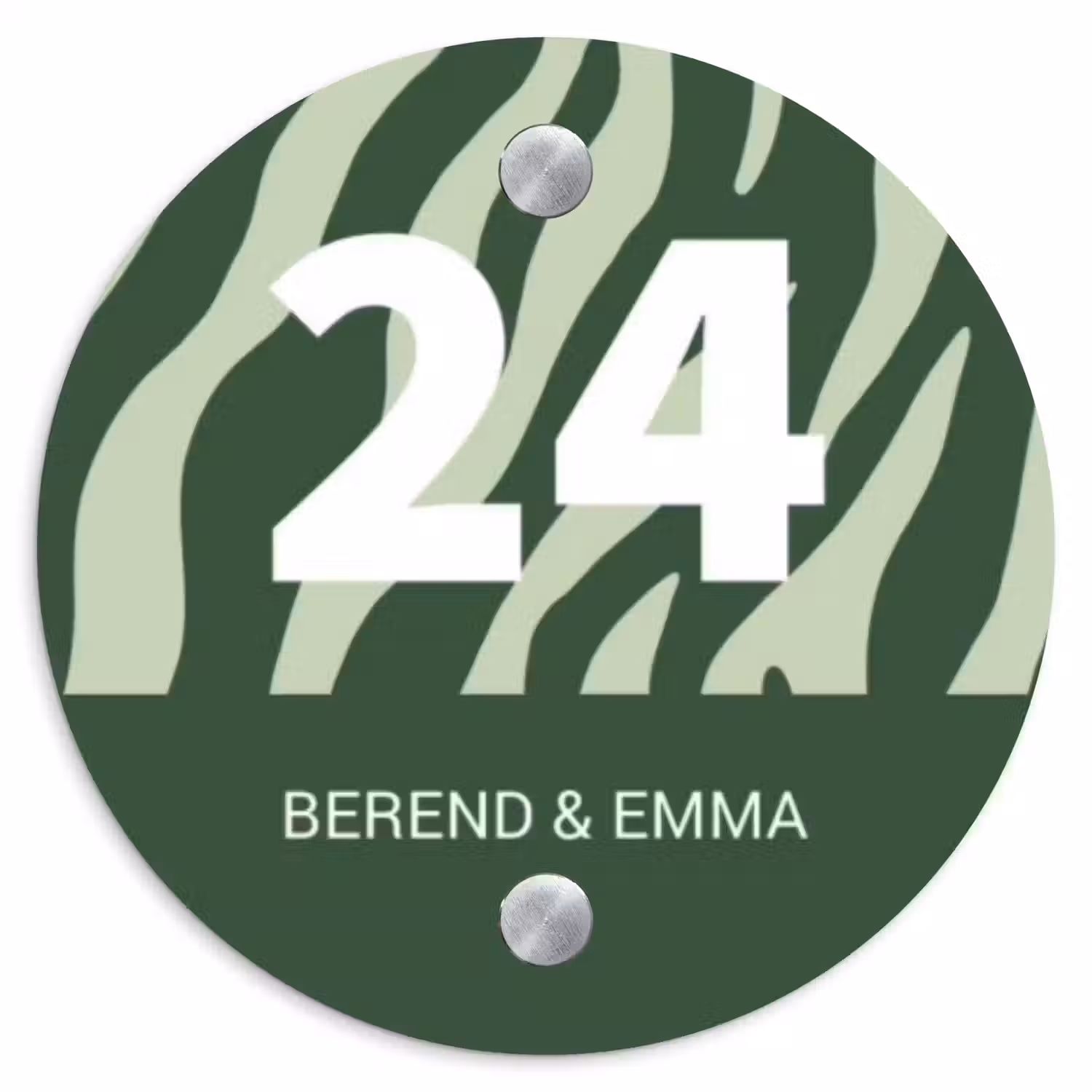 Groen zebra - Klassiek Naambord Rond klein -3d