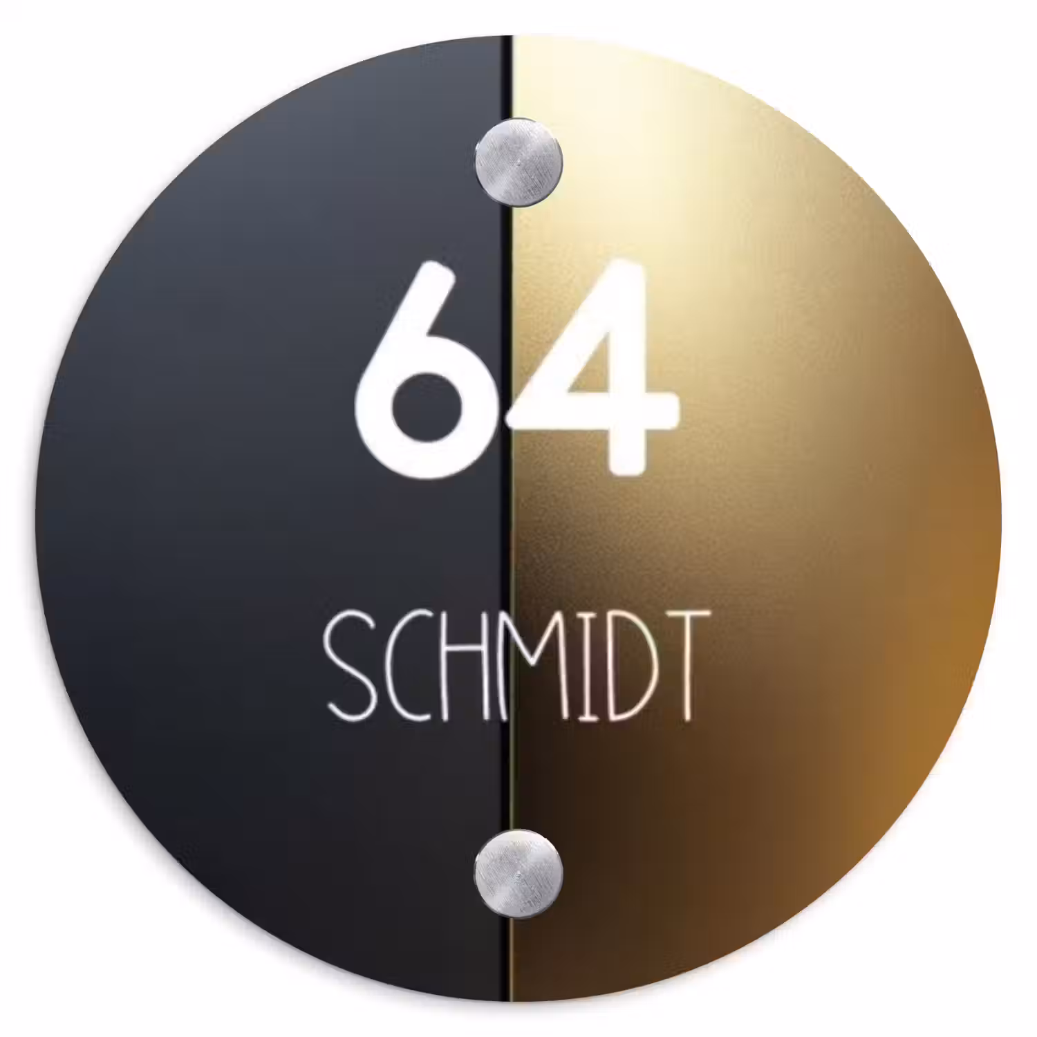 Half goud zwart - Modern Naambord Rond klein -3d