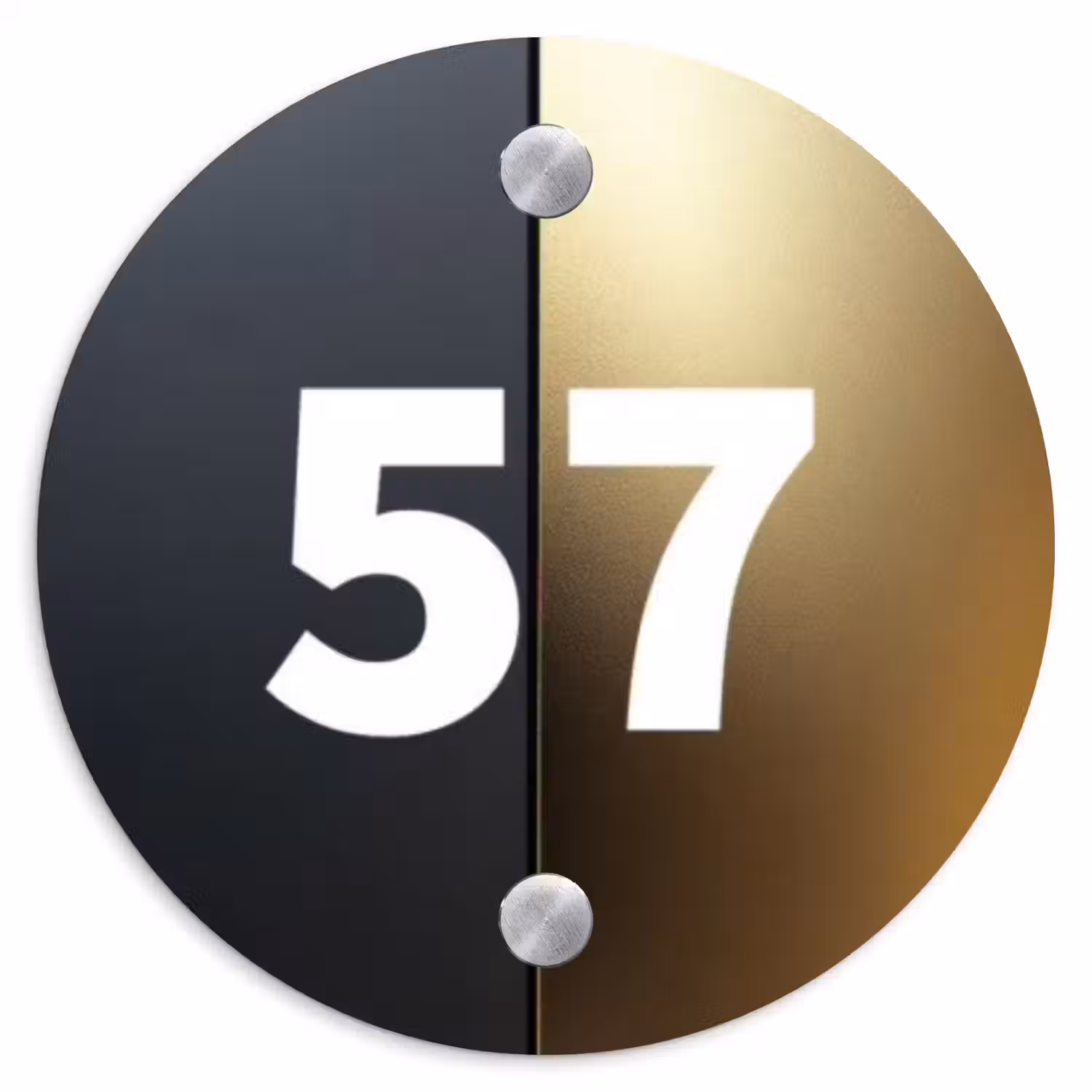 Half goud zwart - Traditioneel Naambord Rond klein -3d