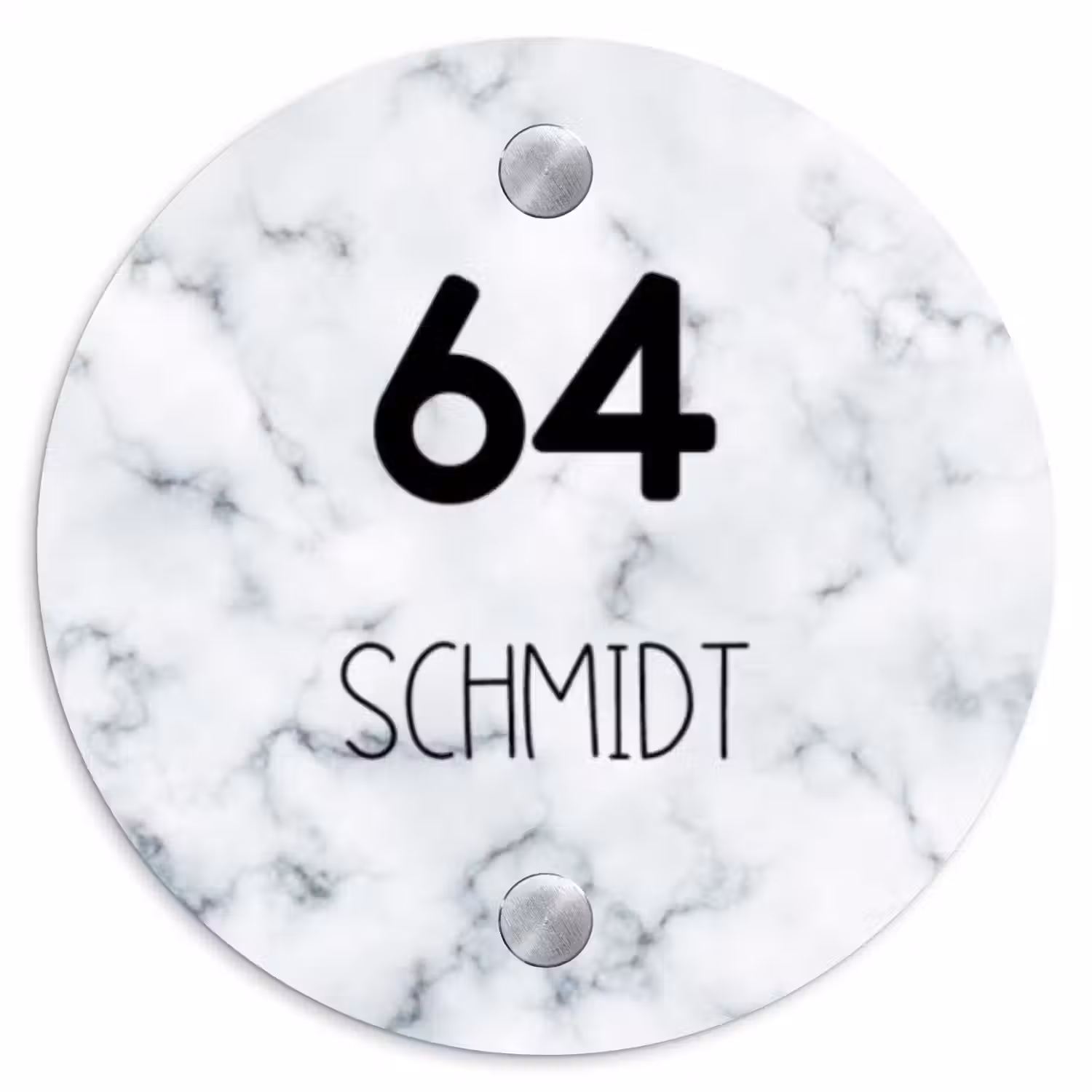 Lichtblauw marmer - Modern Naambord Rond klein -3d
