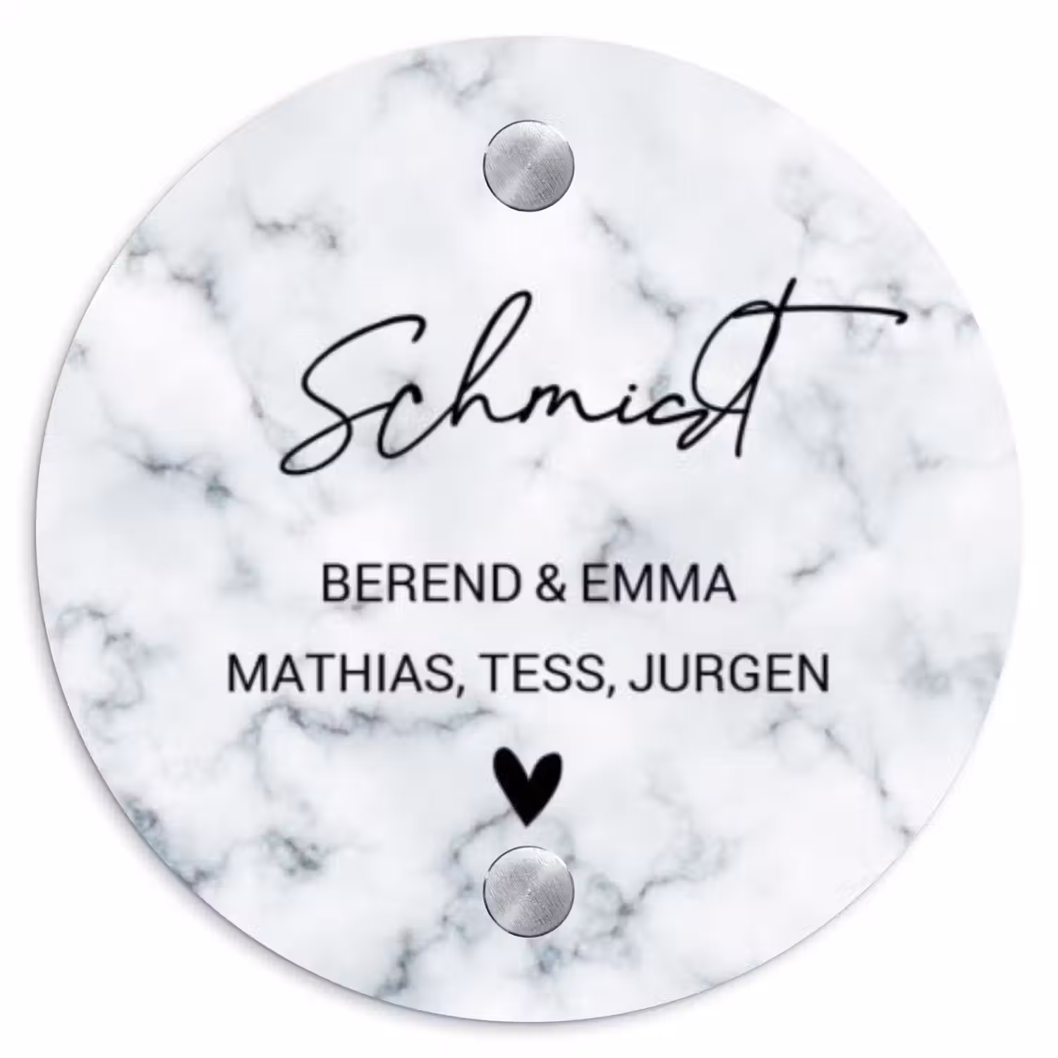 Lichtblauw marmer - Sierlijk Naambord Rond klein -3d