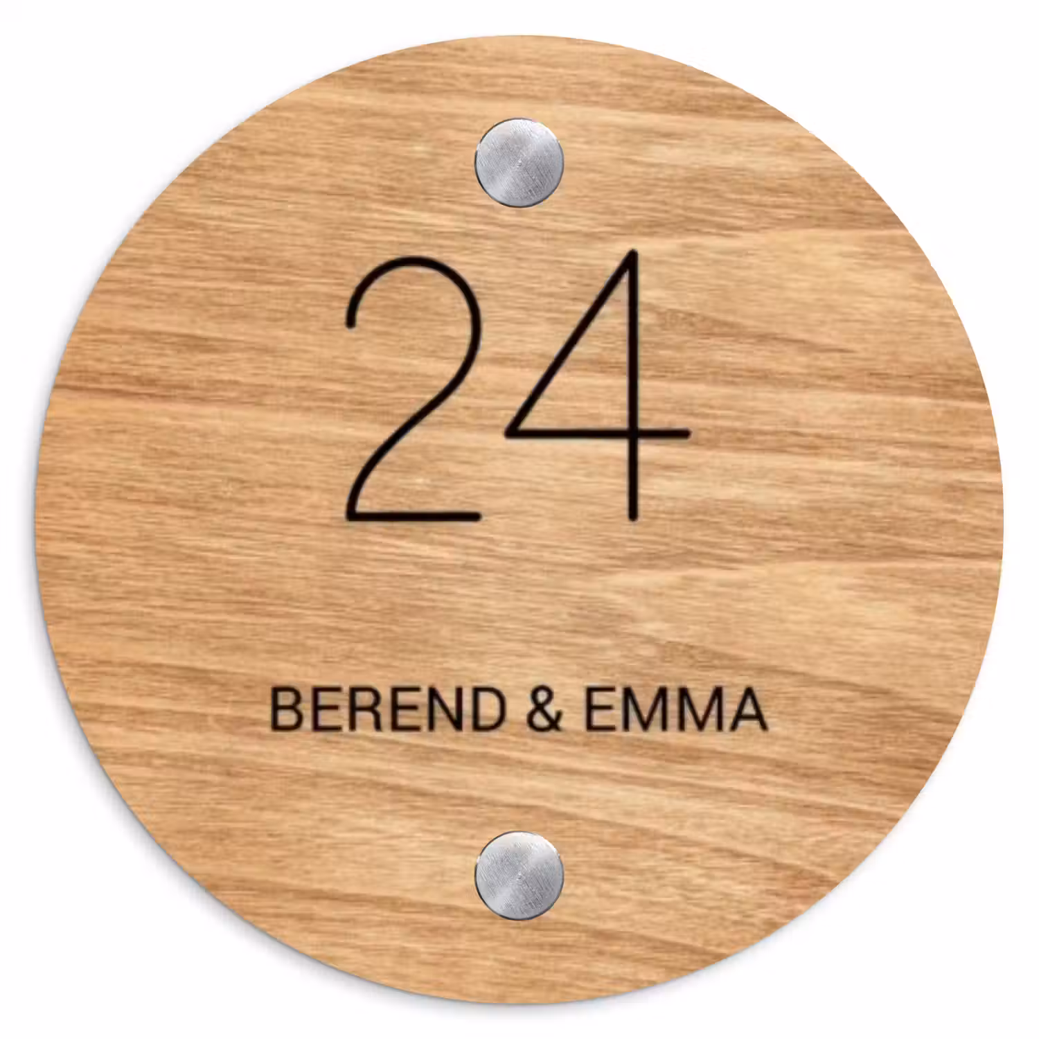 Licht hout - Klassiek Naambord Rond klein -3d
