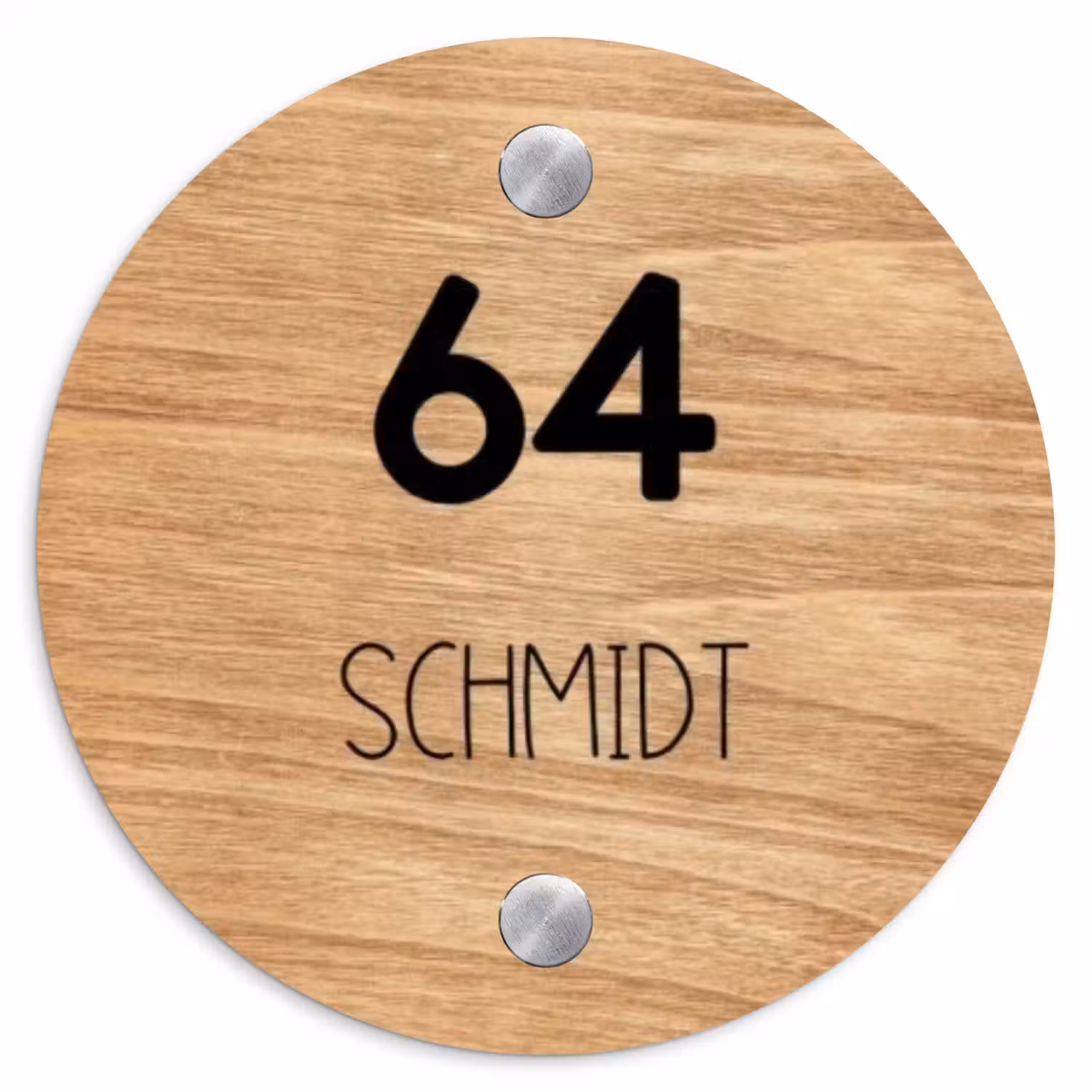 Licht hout - Modern Naambord Rond klein -3d