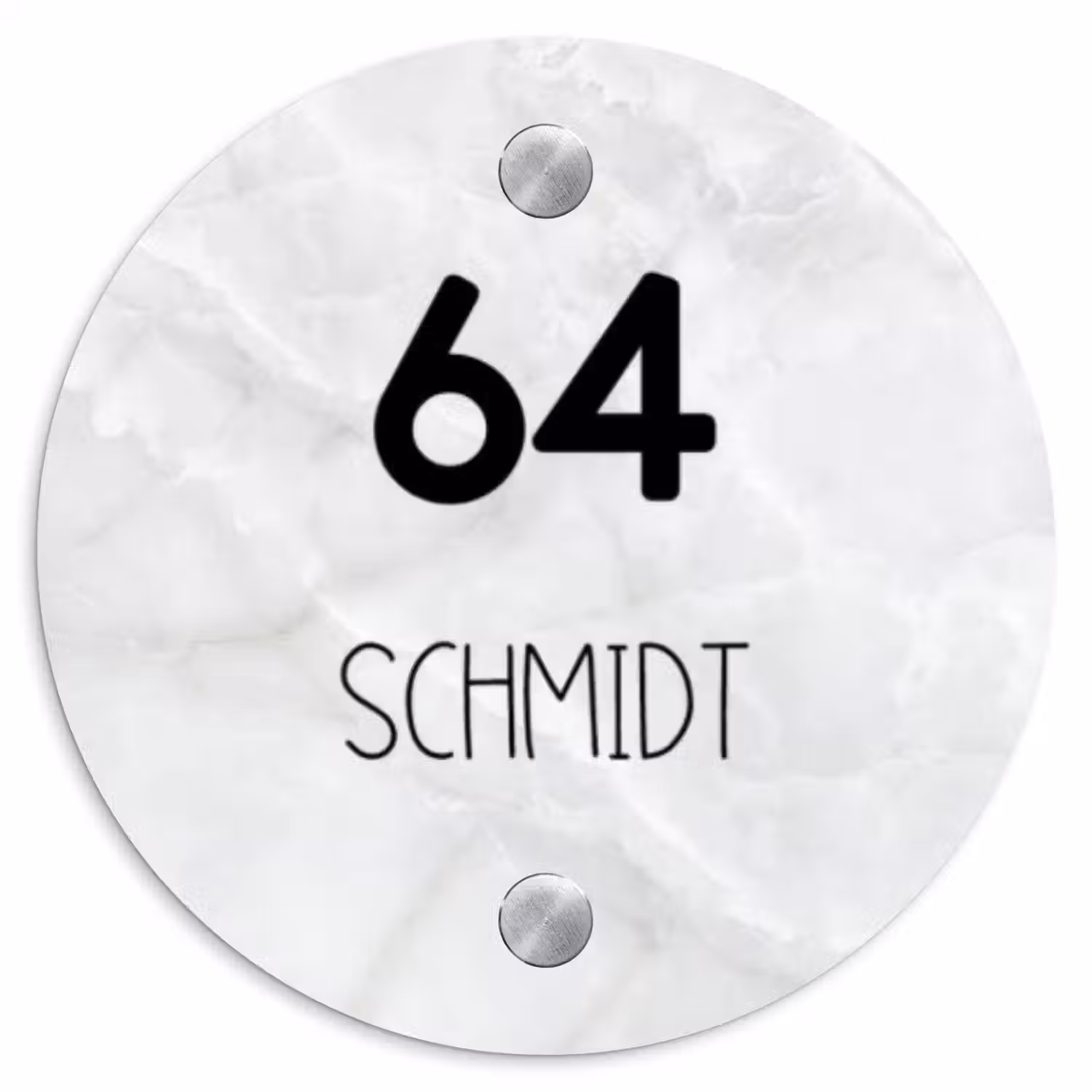 Lichtgrijs marmer - Modern Naambord Rond klein -3d