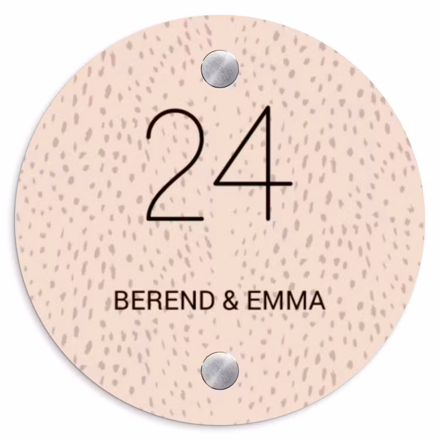 Lichtroze met stippen - Klassiek Naambord Rond klein -3d