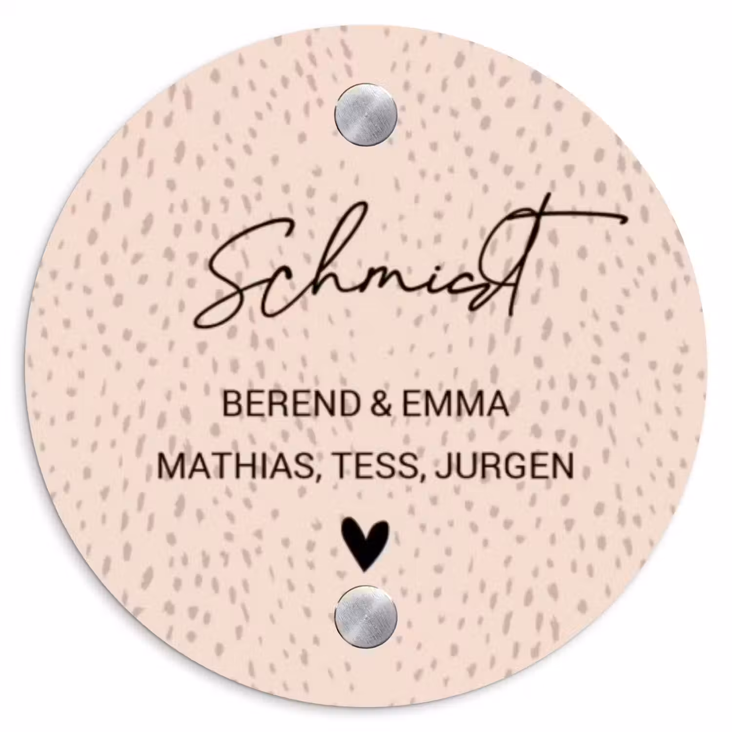 Lichtroze met stippen - Sierlijk Naambord Rond klein -3d