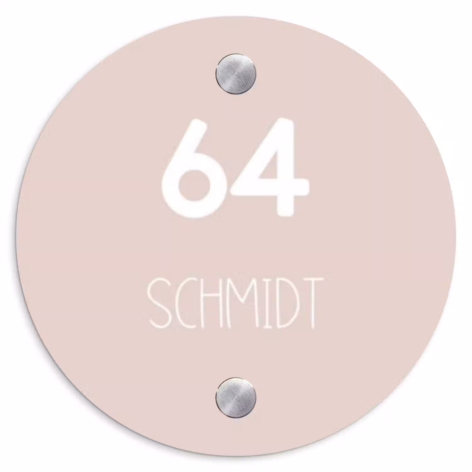 Lichtroze - Modern Naambord Rond klein -3d