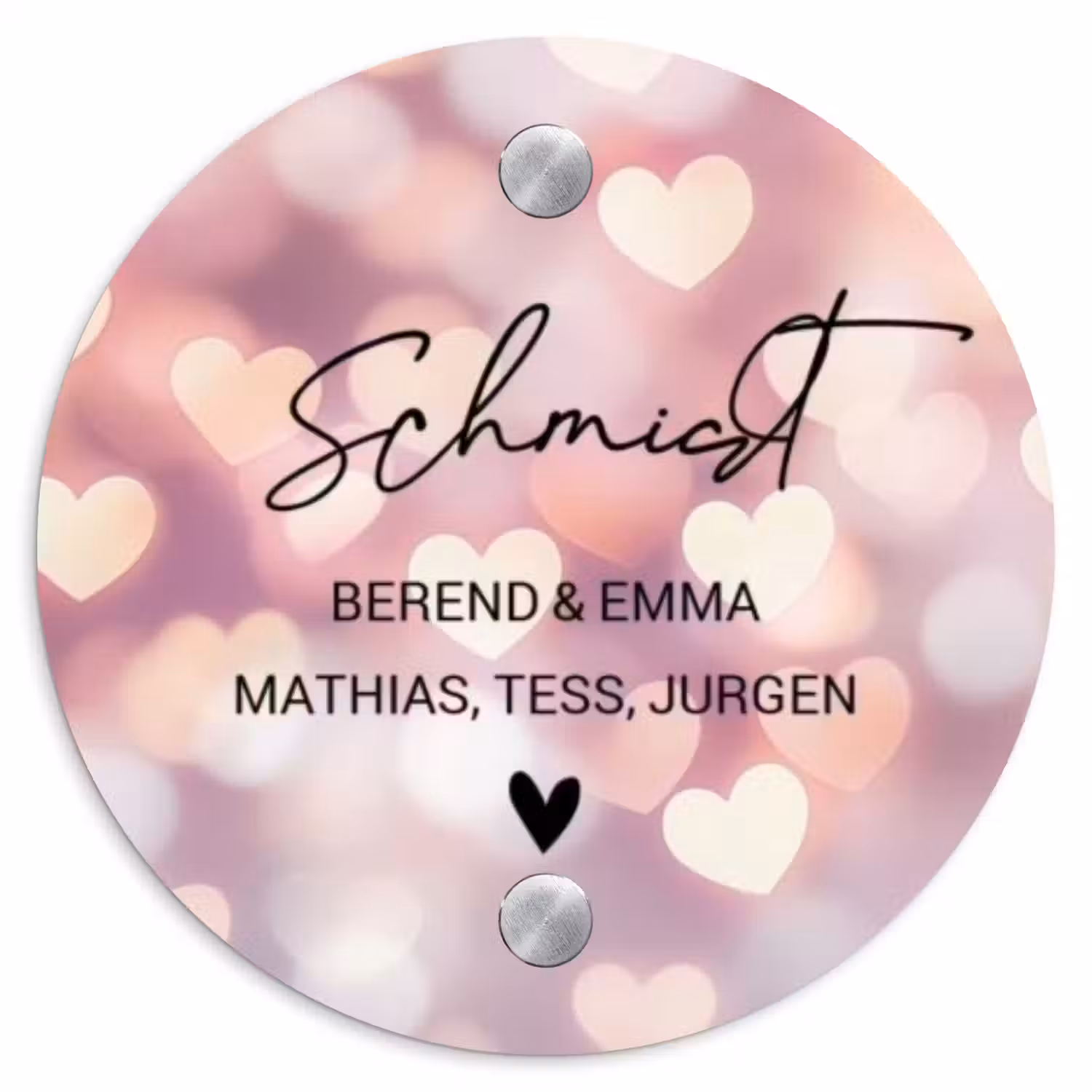 Hartvormige gloed - Sierlijk Naambord Rond klein -3d
