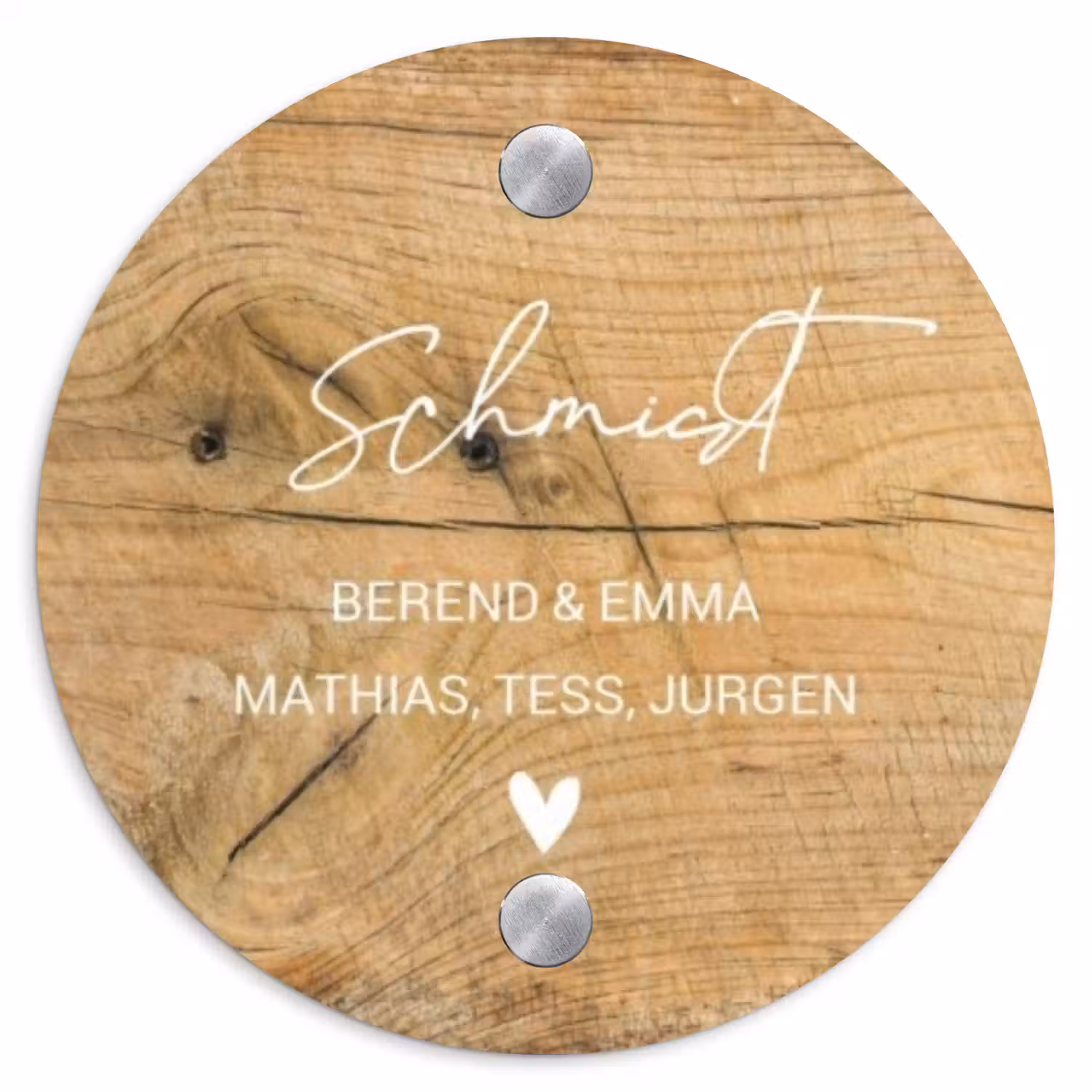 Hout - Sierlijk Naambord Rond klein -3d