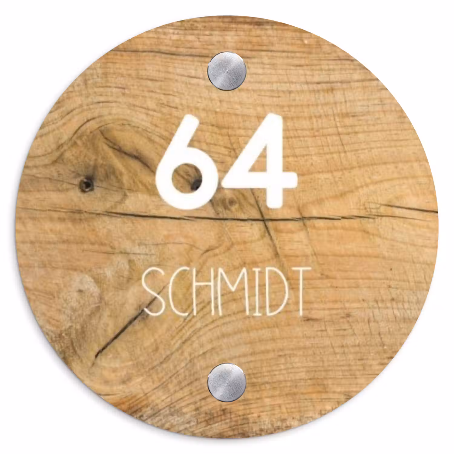 Hout - Modern Naambord Rond klein -3d