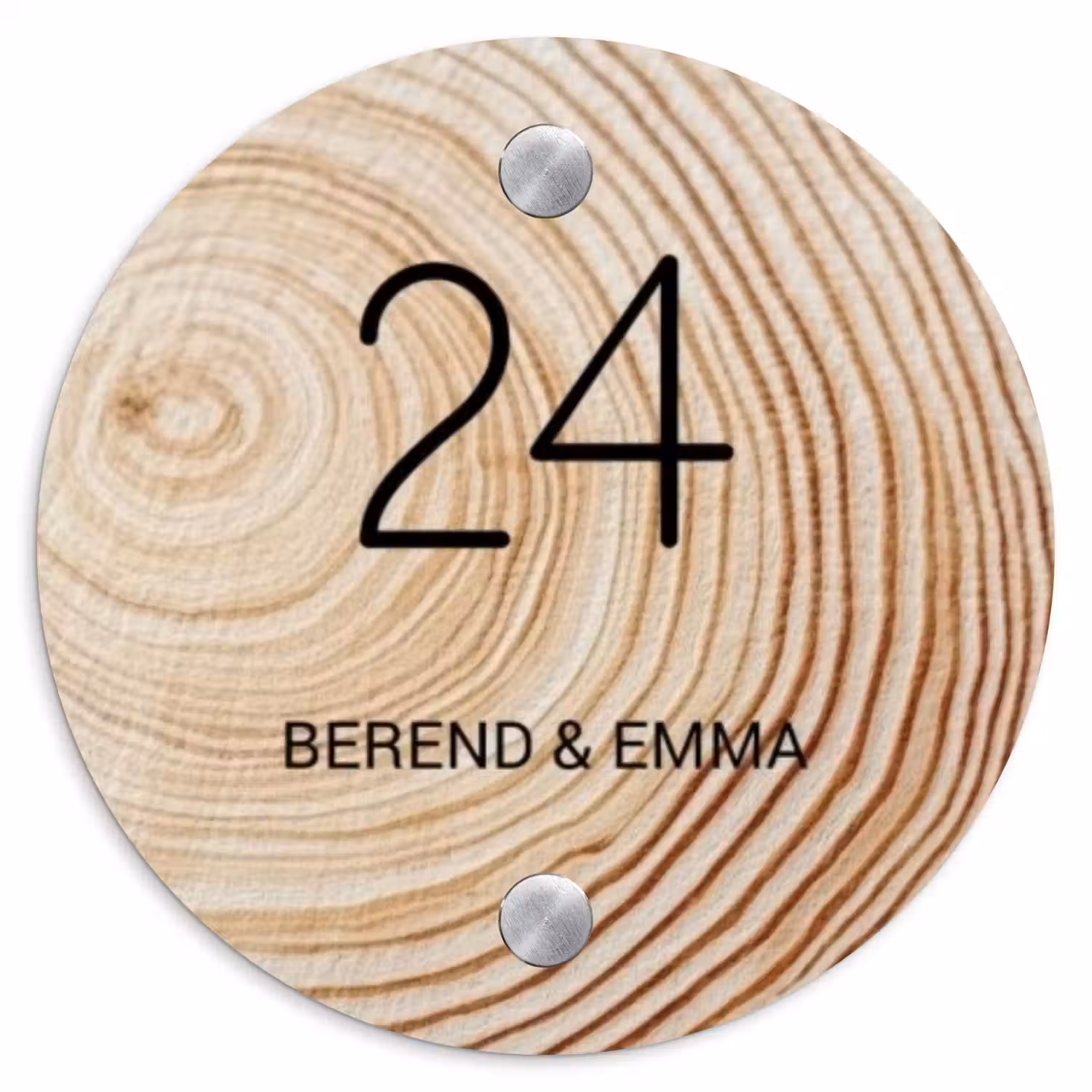 Holzmaserung - Klassisch Naambord Rond klein -3d