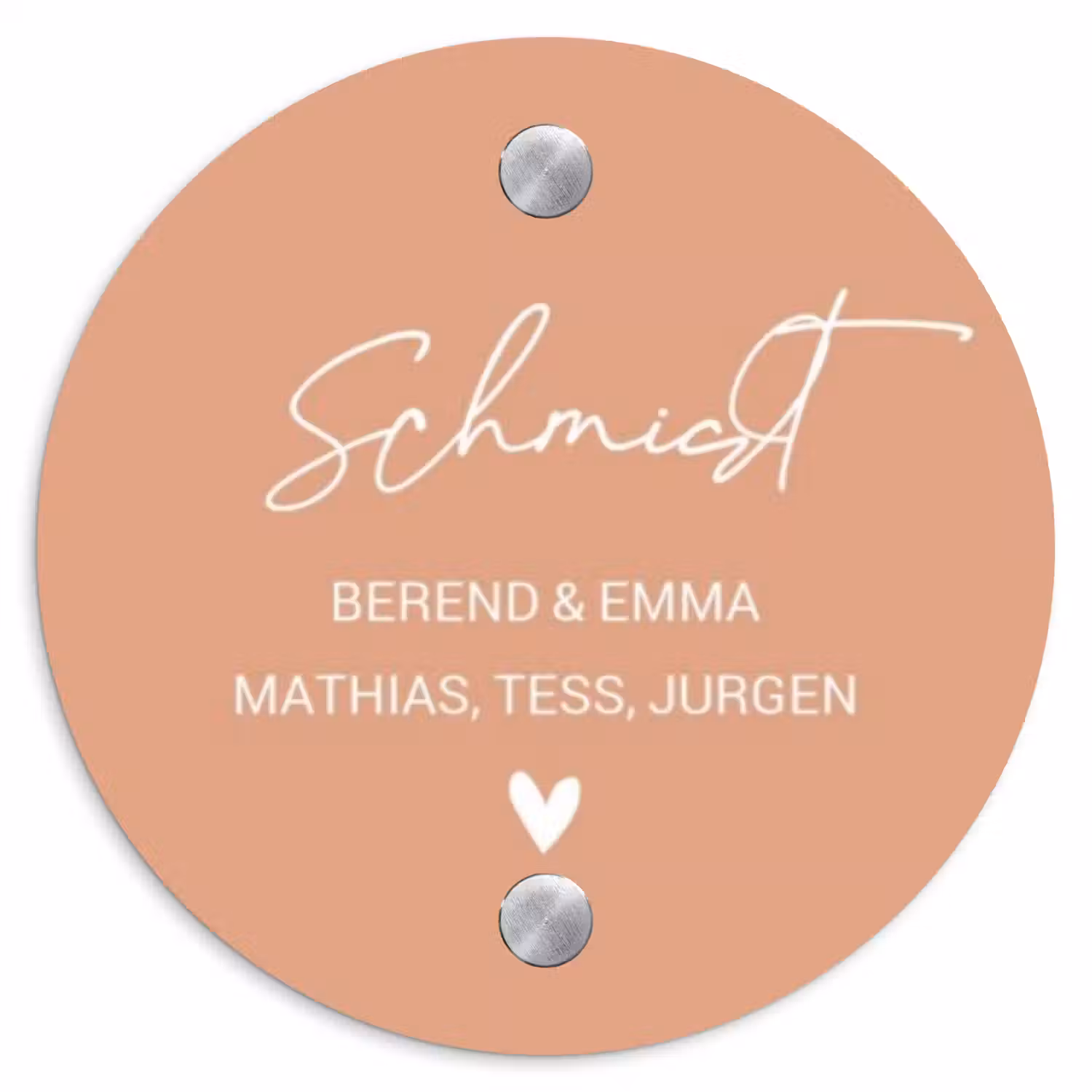 Zalmroze - Sierlijk Naambord Rond klein -3d