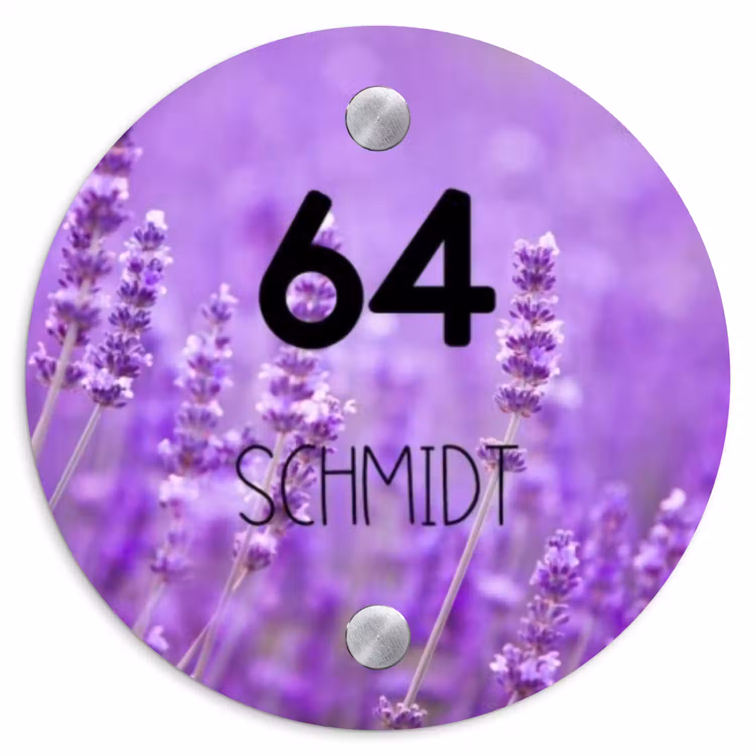 Lavendel - Modern Naambord Rond klein -3d