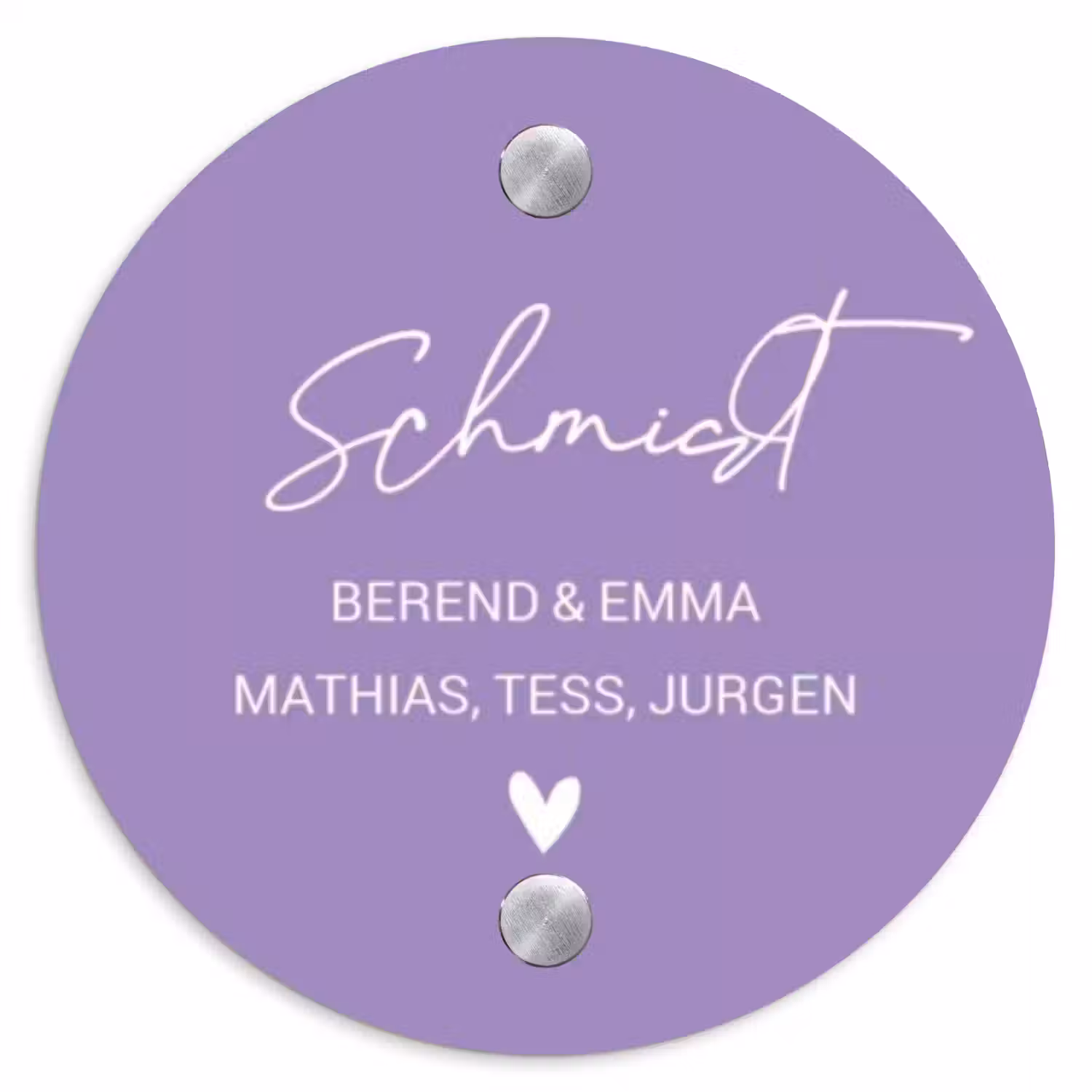 Paars - Sierlijk Naambord Rond klein -3d