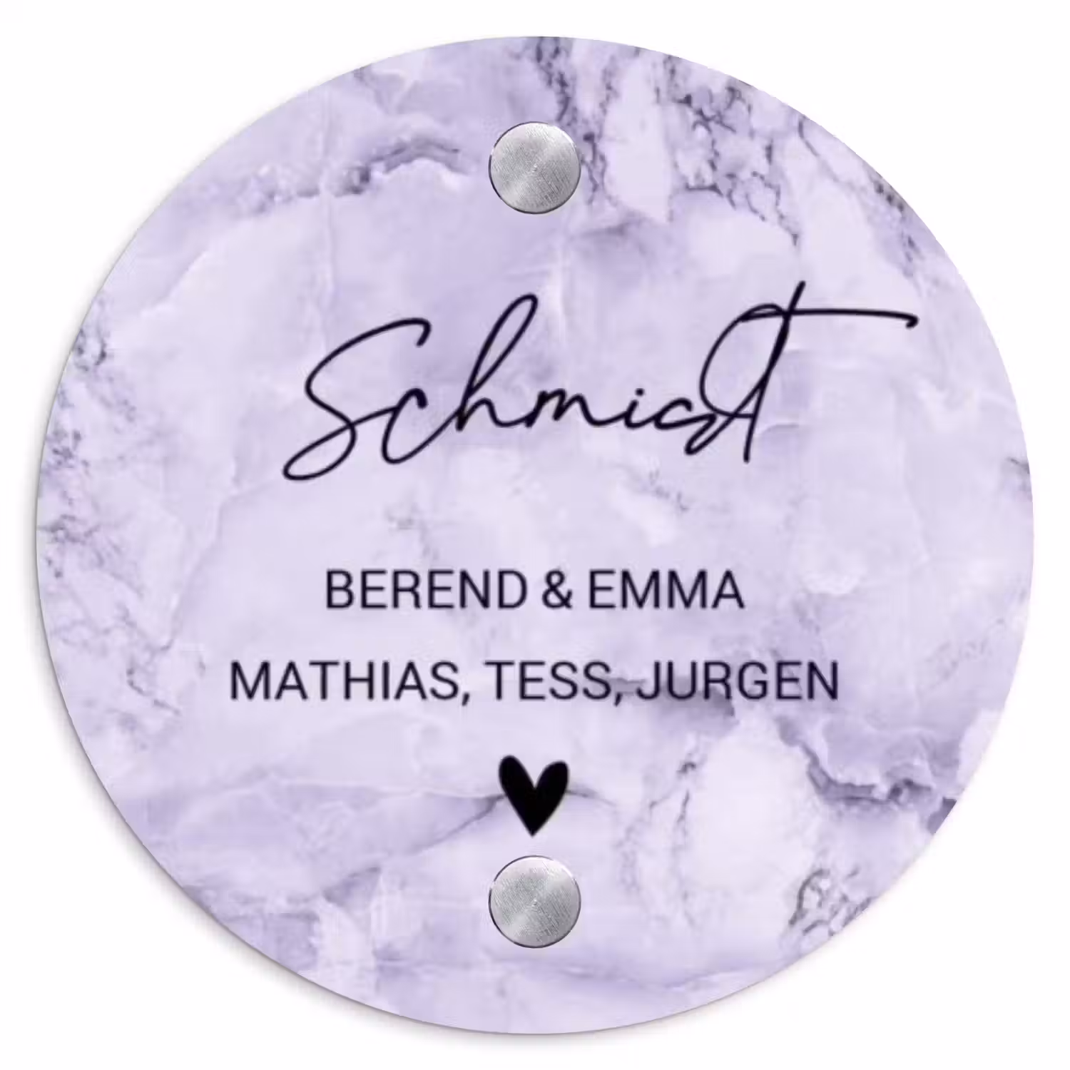 Paars marmer - Sierlijk Naambord Rond klein -3d