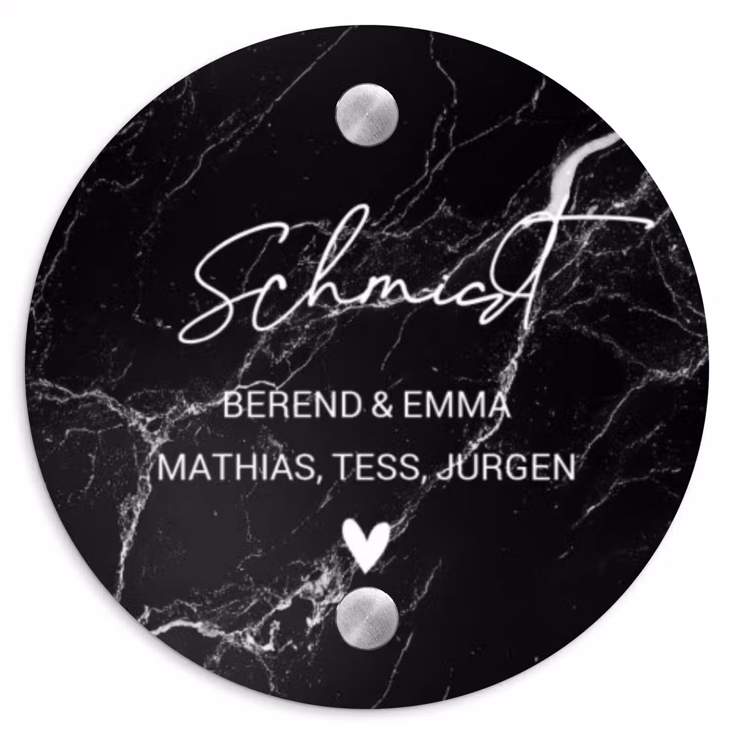 Marmer - Sierlijk Naambord Rond klein -3d
