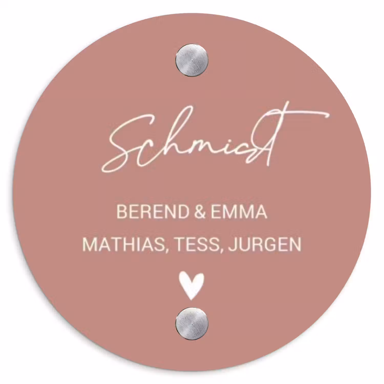Effen oudroze - Sierlijk Naambord Rond klein -3d