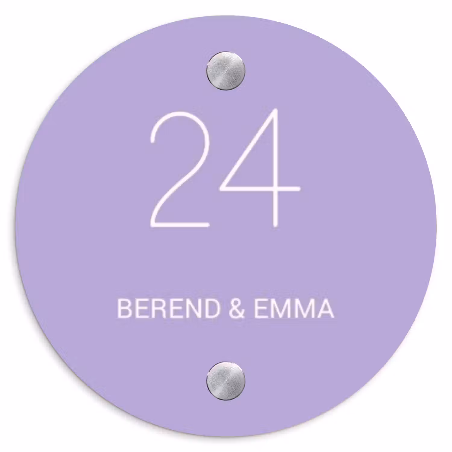 Effen - Lila - Klassiek Naambord Rond klein -3d