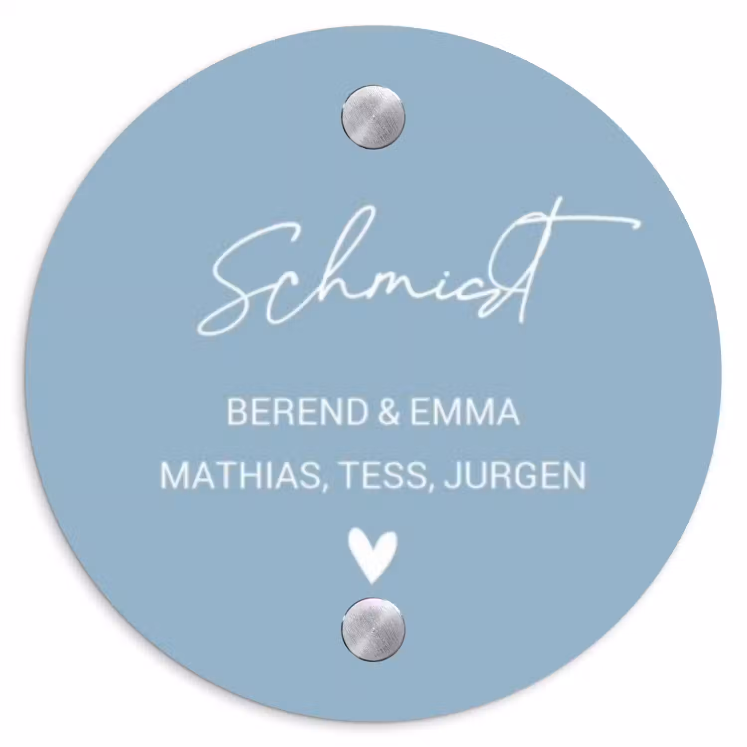 Effen - Lichtblauw - Sierlijk Naambord Rond klein -3d