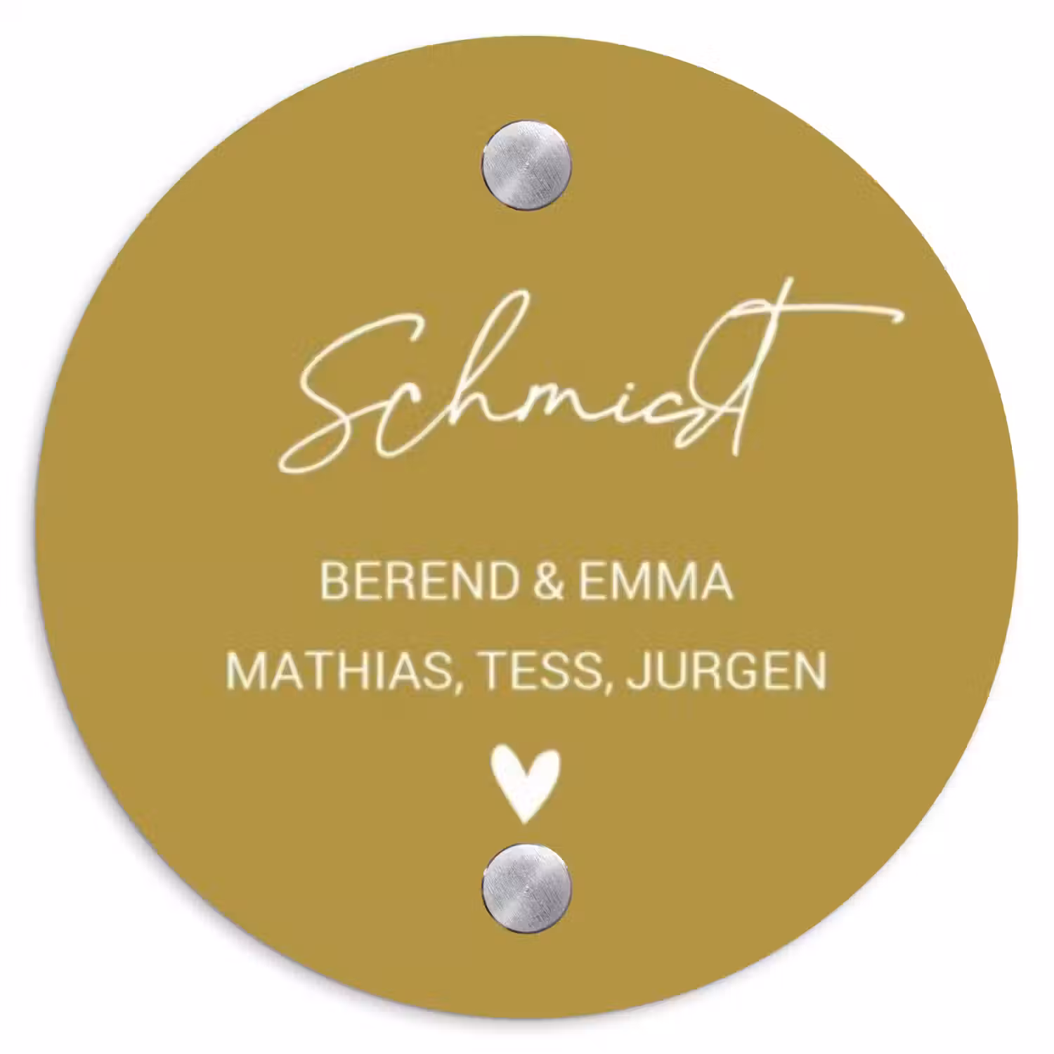 Okergeel - Sierlijk Naambord Rond klein -3d