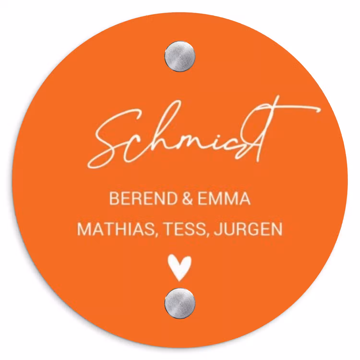 Oranje - Sierlijk Naambord Rond klein -3d