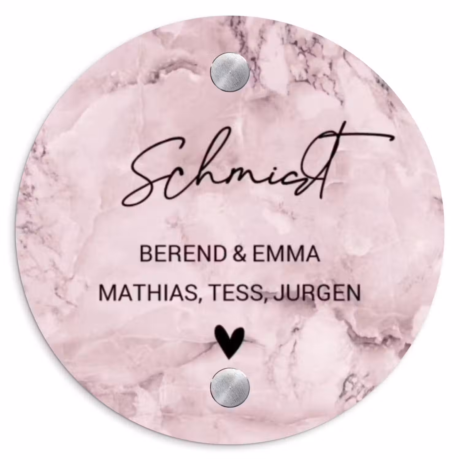 Roze marmer - Sierlijk Naambord Rond klein -3d