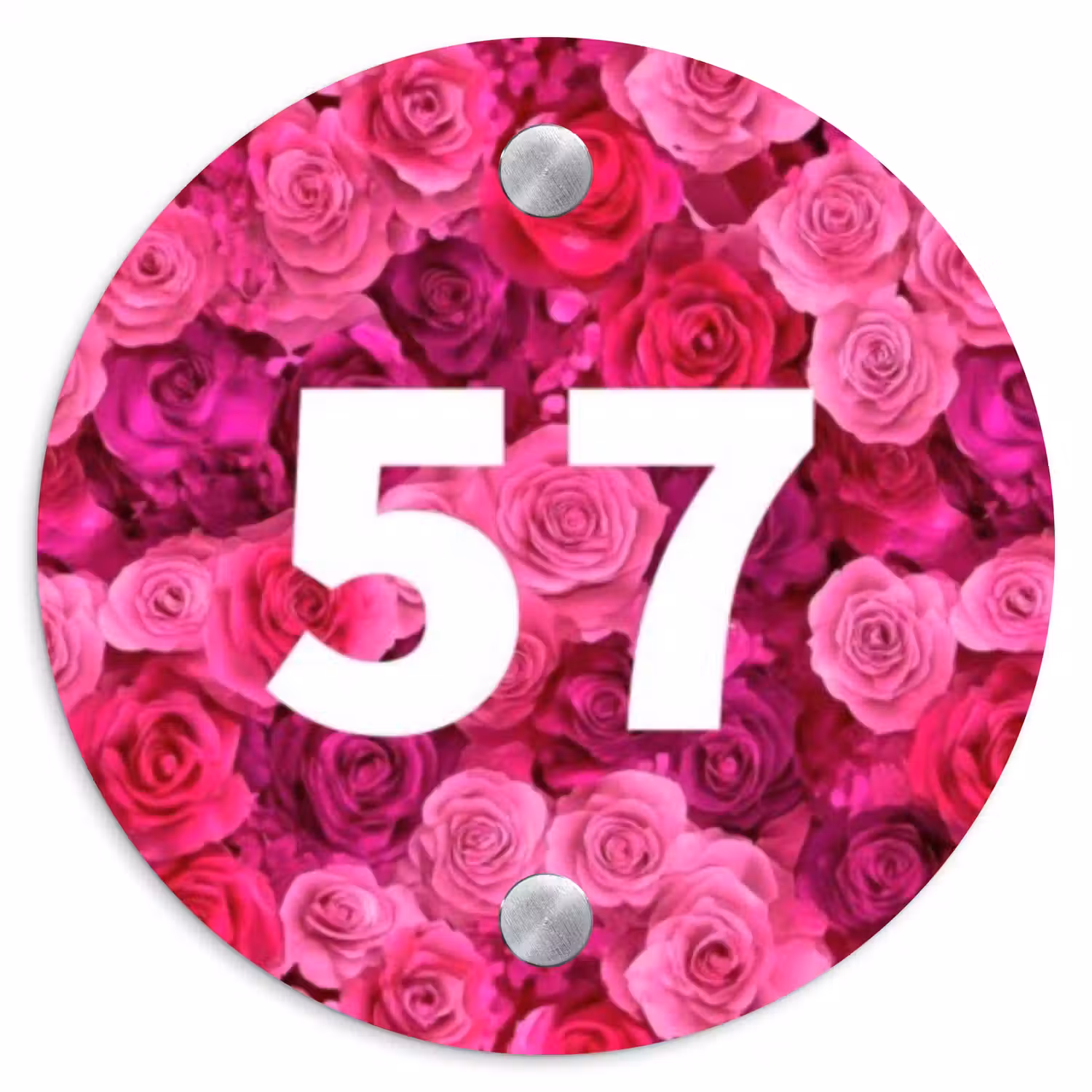 Roze rozen - Traditioneel Naambord Rond klein -3d