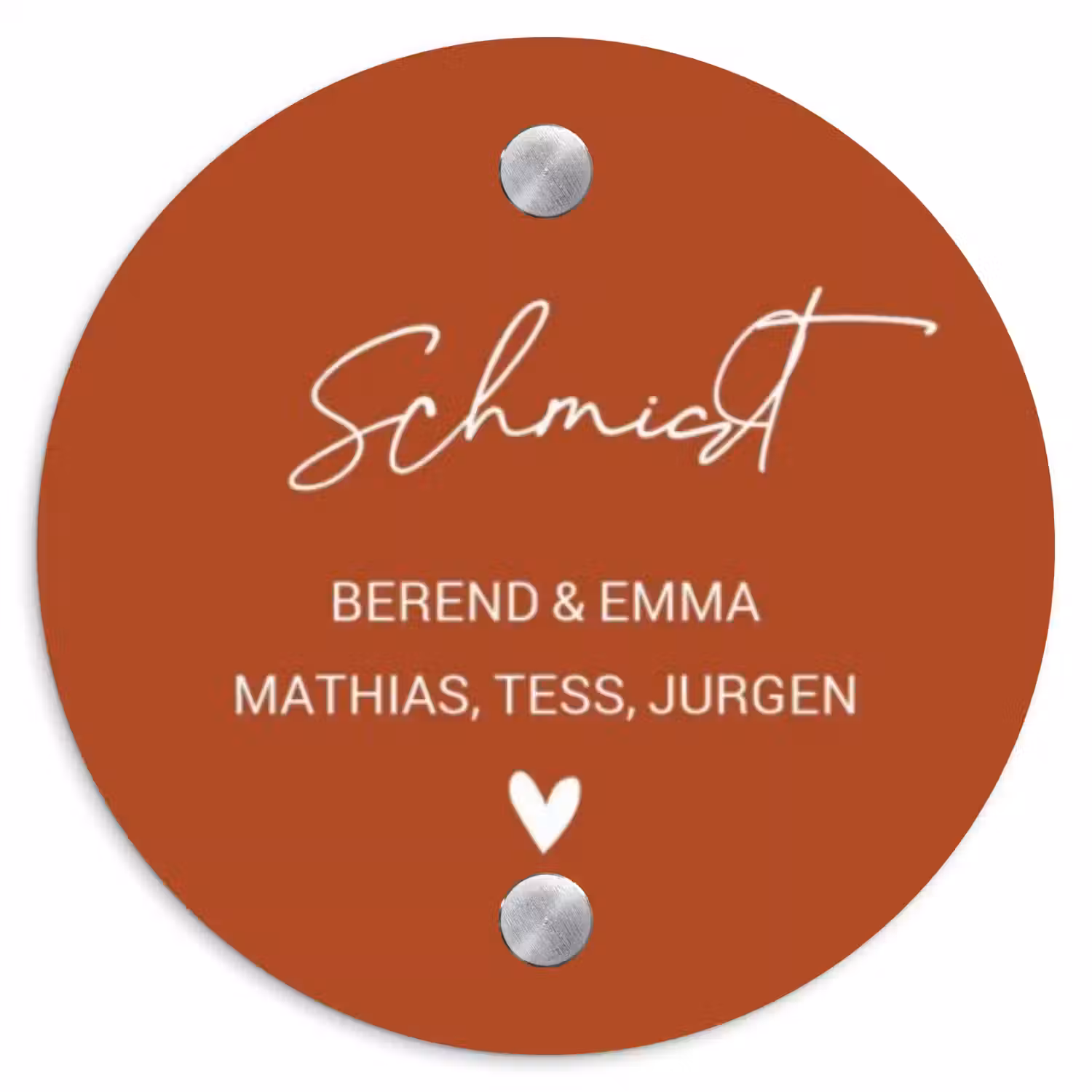 Roestbruin - Sierlijk Naambord Rond klein -3d
