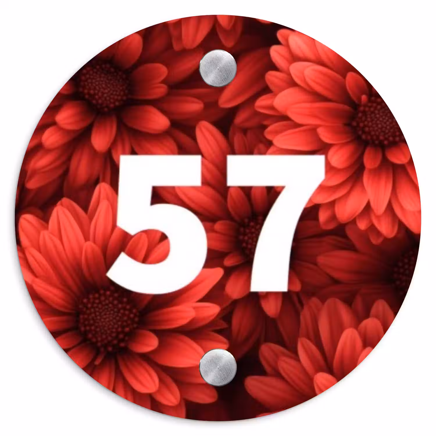 Rode bloemen - Traditioneel Naambord Rond klein -3d