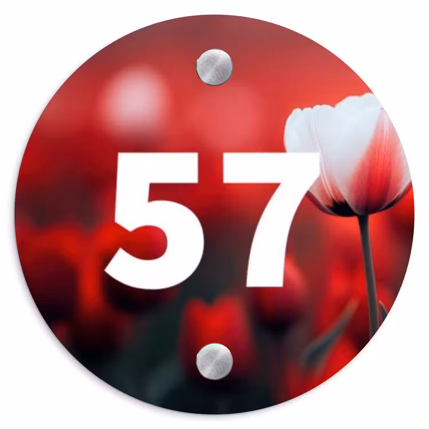 Rode tulpen - Traditioneel Naambord Rond klein -3d