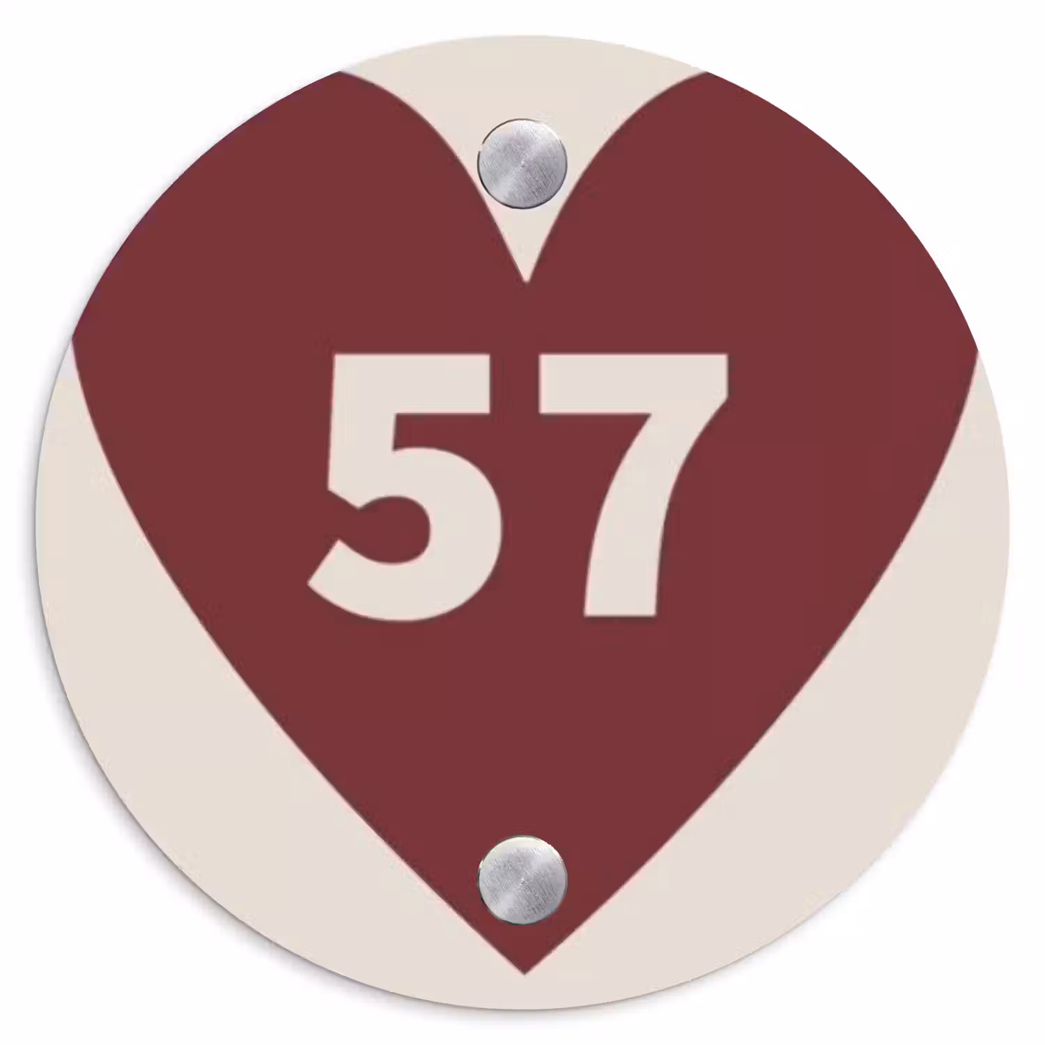 Rood hart - Traditioneel Naambord Rond klein -3d